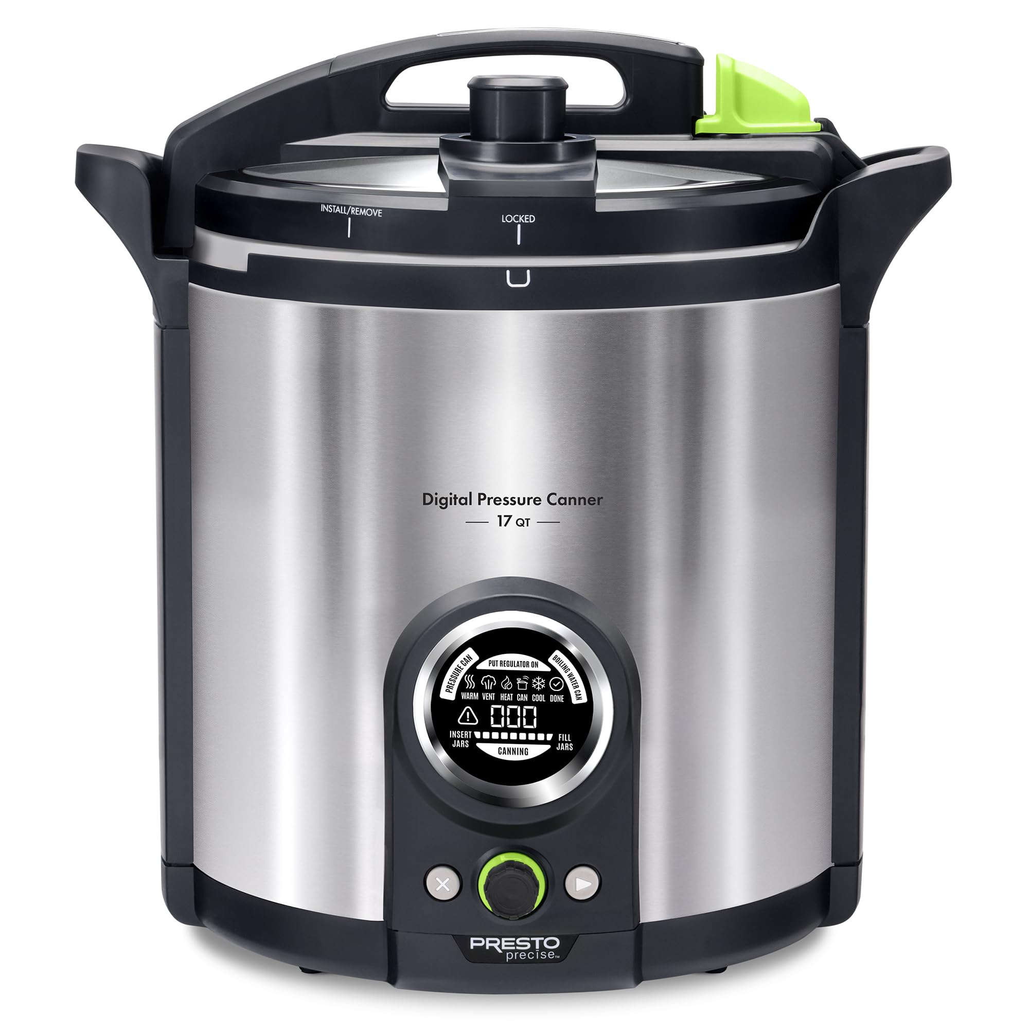 Presto 02152 17-Quart Digital Pressure Canner with Digital Display - Water Bath Canning & Pressure Cooking, 10 Safety Features, Stainless Steel, Includes Recipe Book - Perfect for Home Canning Fruits, Vegetables & Meals