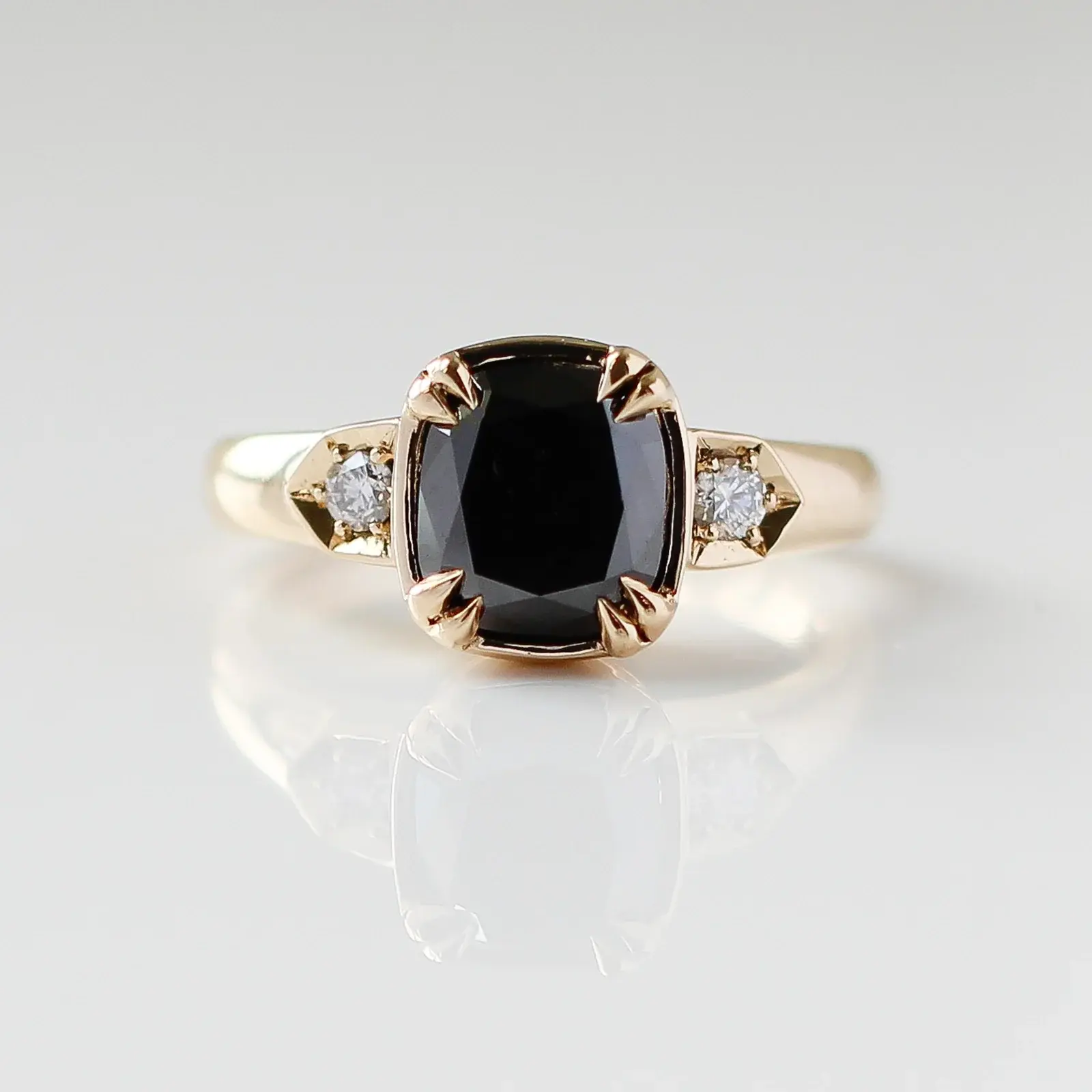 2.71ct 'Black Nebula' Cushion Cut Black Diamond Ring for Women - Elegant Engagement, Wedding, Anniversary Jewelry Gift