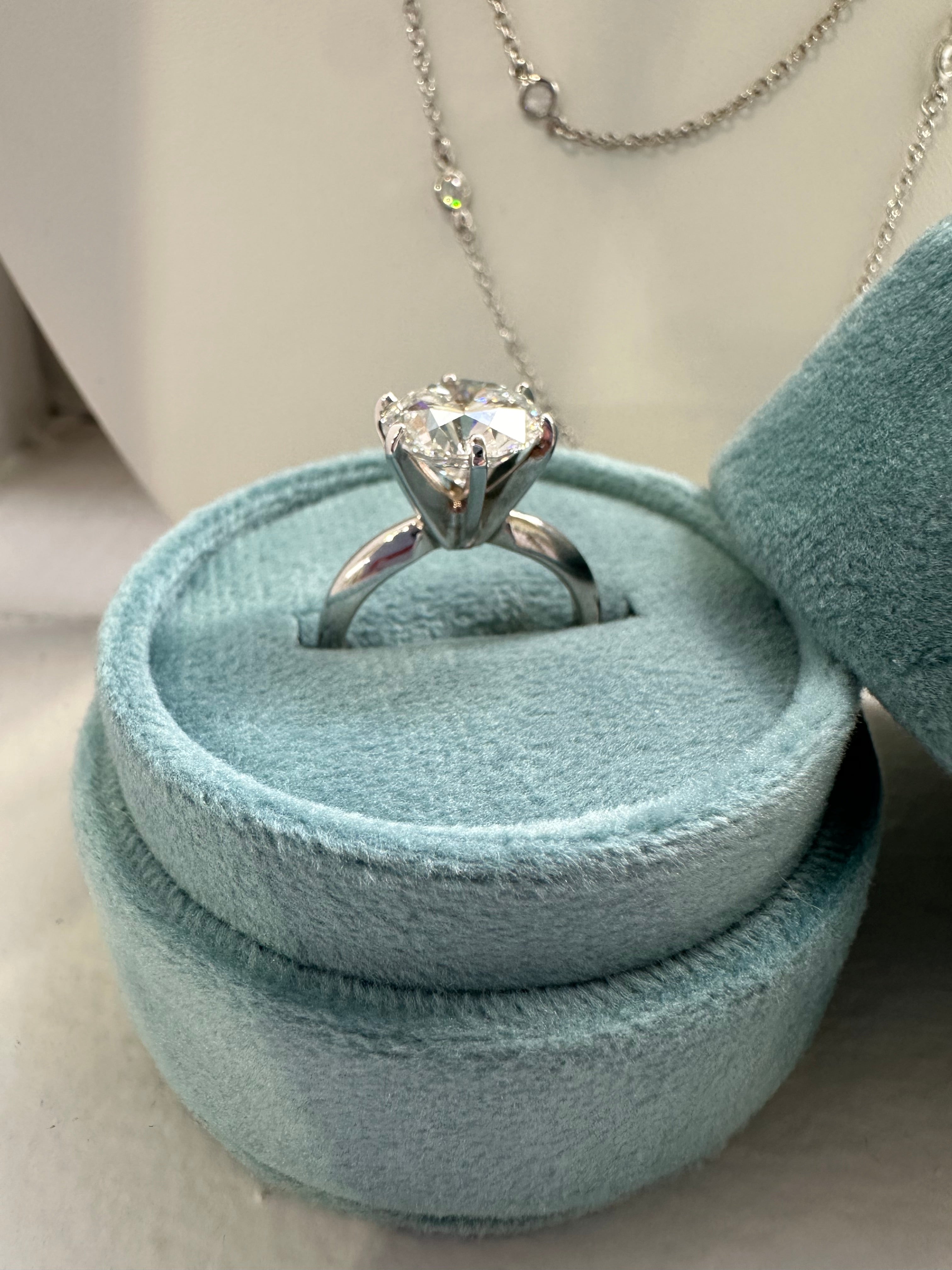 14K White Gold 4 CTW Round Solitaire Engagement Ring for Women - Perfect for Proposals, Weddings & Anniversary Gifts