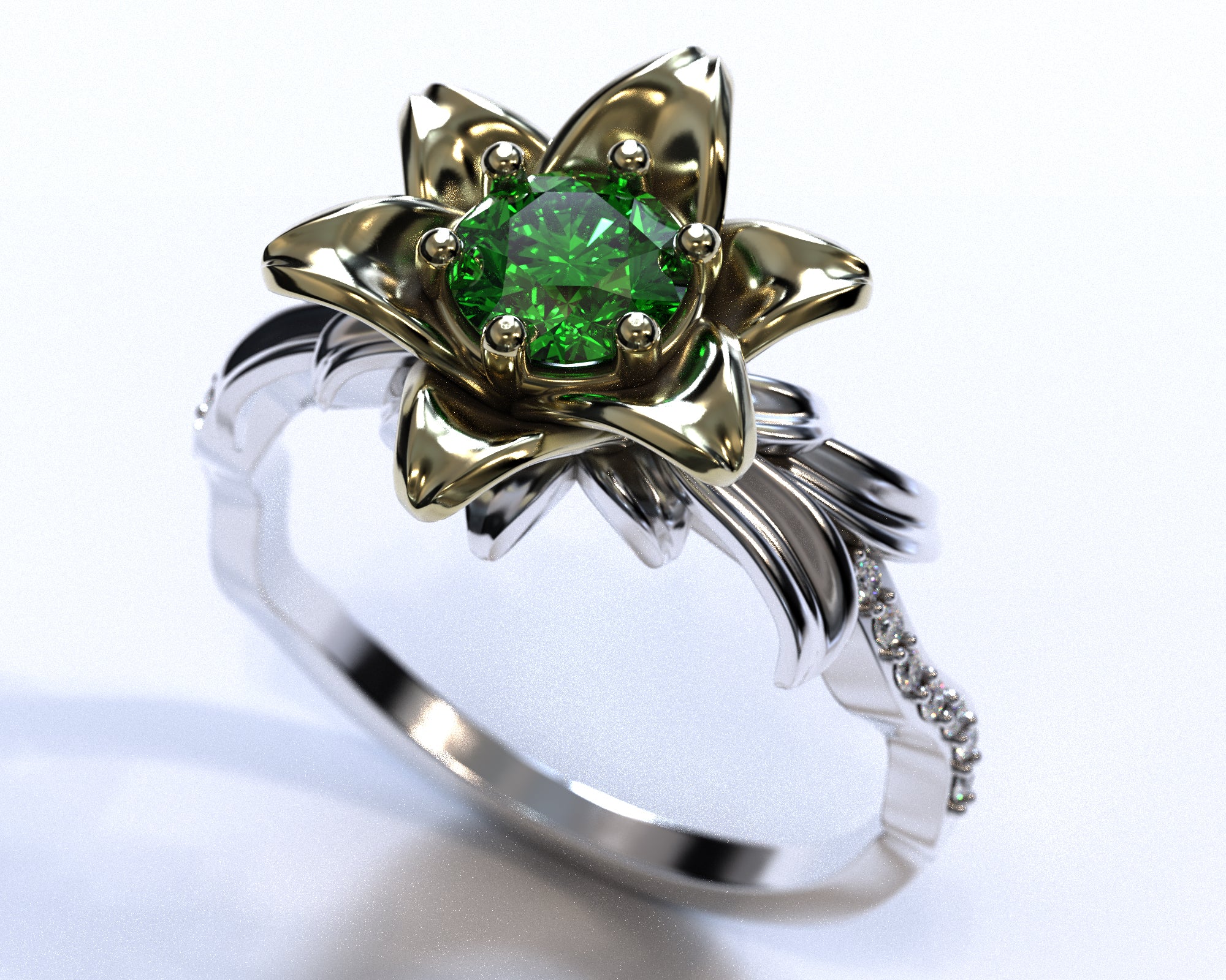 Emerald Engagement Ring for Women - Lily Flower Design Vintage Style Wedding Band - Perfect for Proposals, Anniversaries & Romantic Occasions