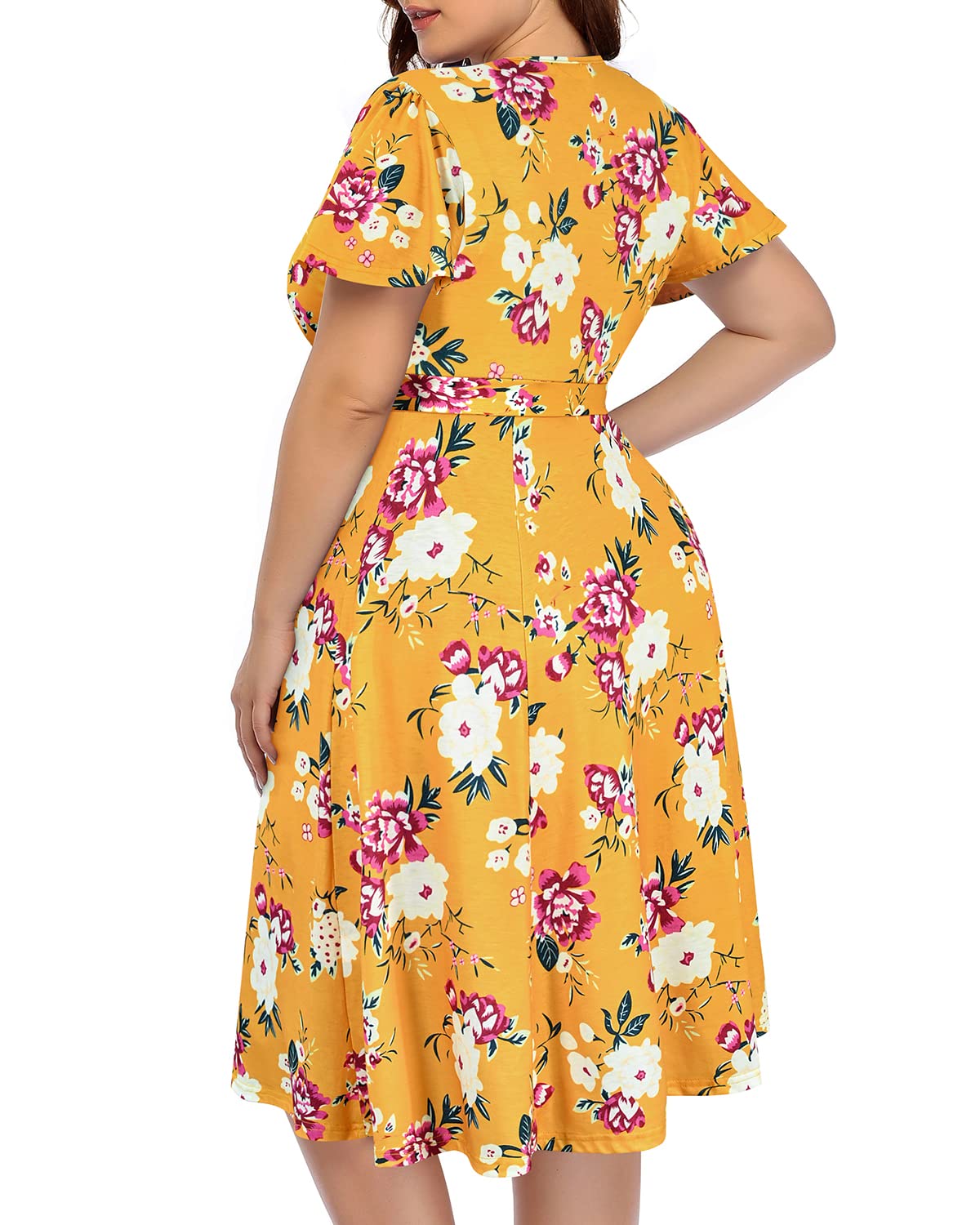 Elegant Plus Size Wrap Dress for Women - Semi Formal Cocktail & Wedding Guest Midi Dress with Empire Waist | Perfect for Bridal Showers, Date Nights & Special Occasions