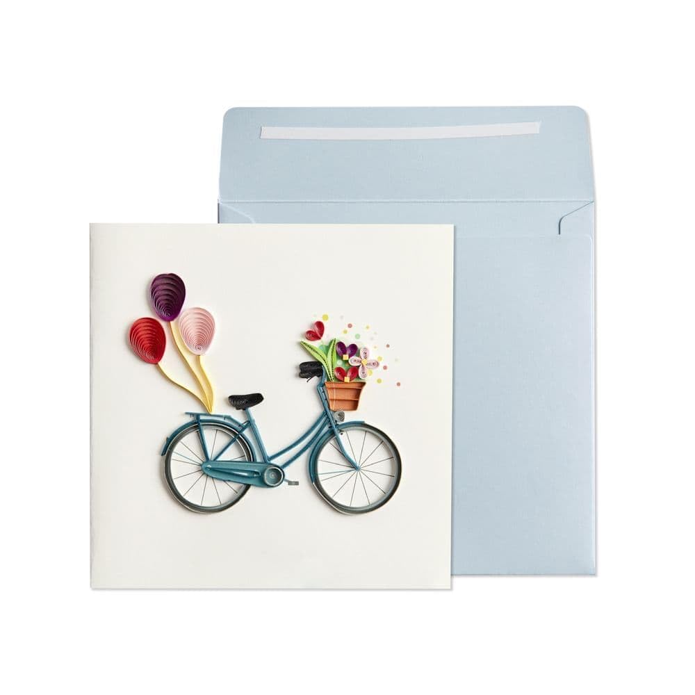 Handmade Quilled Birthday Card with Floral Bike Design (NB-0069) - Perfect for Anniversaries, Graduations & Special Occasions
