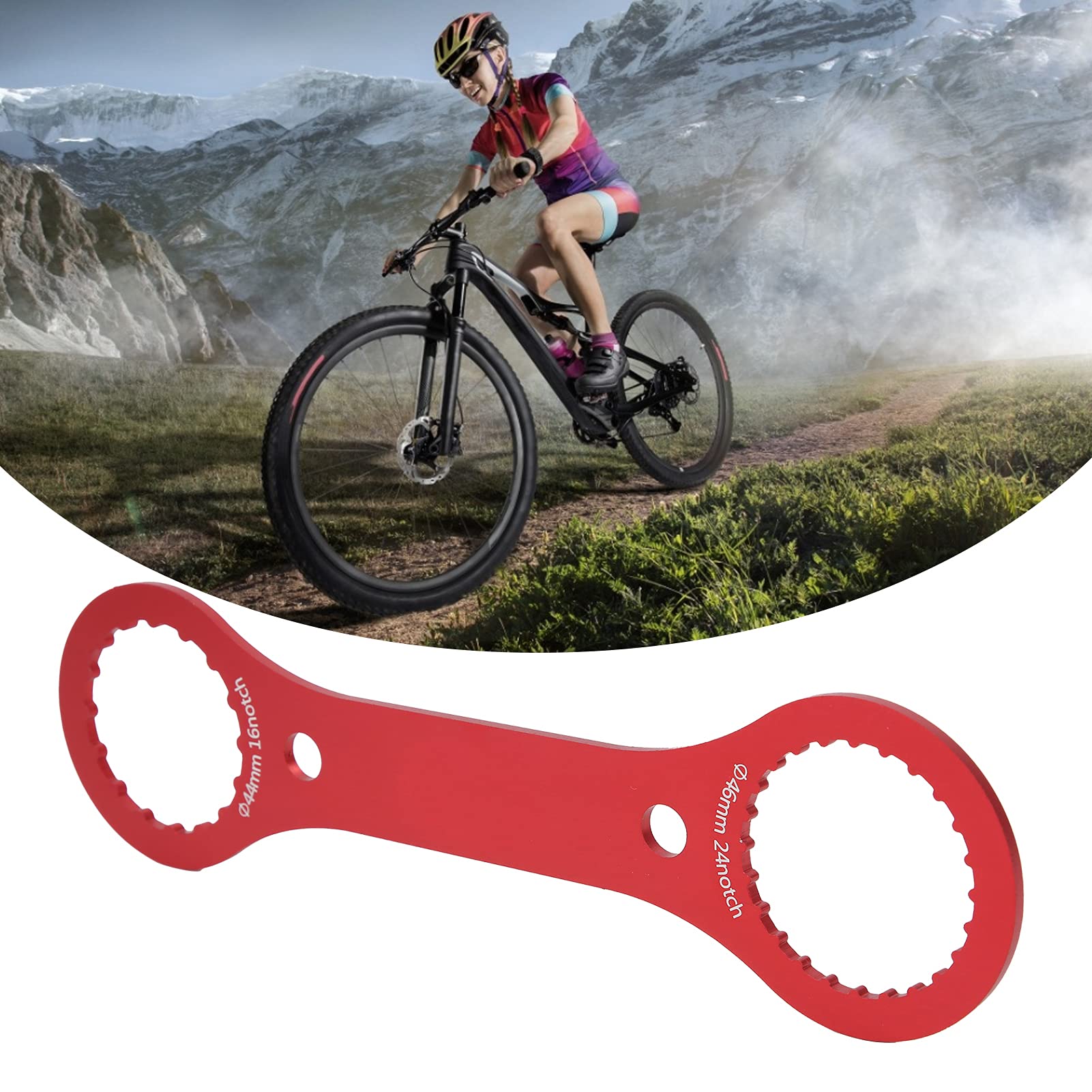 Dilwe 44mm 46mm Bottom Bracket Wrench Tool - 16/24 Notch BB Installation & Removal Tool for Bicycle Repair (Red) | Perfect for Bike Maintenance, DIY Repairs & Professional Mechanics