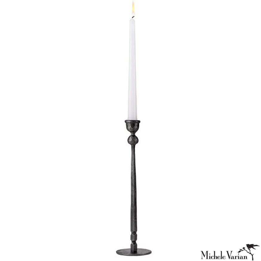 12.4 Inch Blackened Taper Candle Holder - Elegant Rustic Home Decor for Dining Table, Wedding Centerpiece & Romantic Ambiance