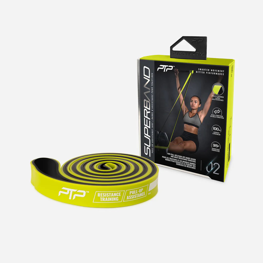 PTP Superband Resistance Bands (11.4-22.7kg) Light Lime Color - Dual Exercise Bands for Home Workouts, Strength Training & Physical Therapy
