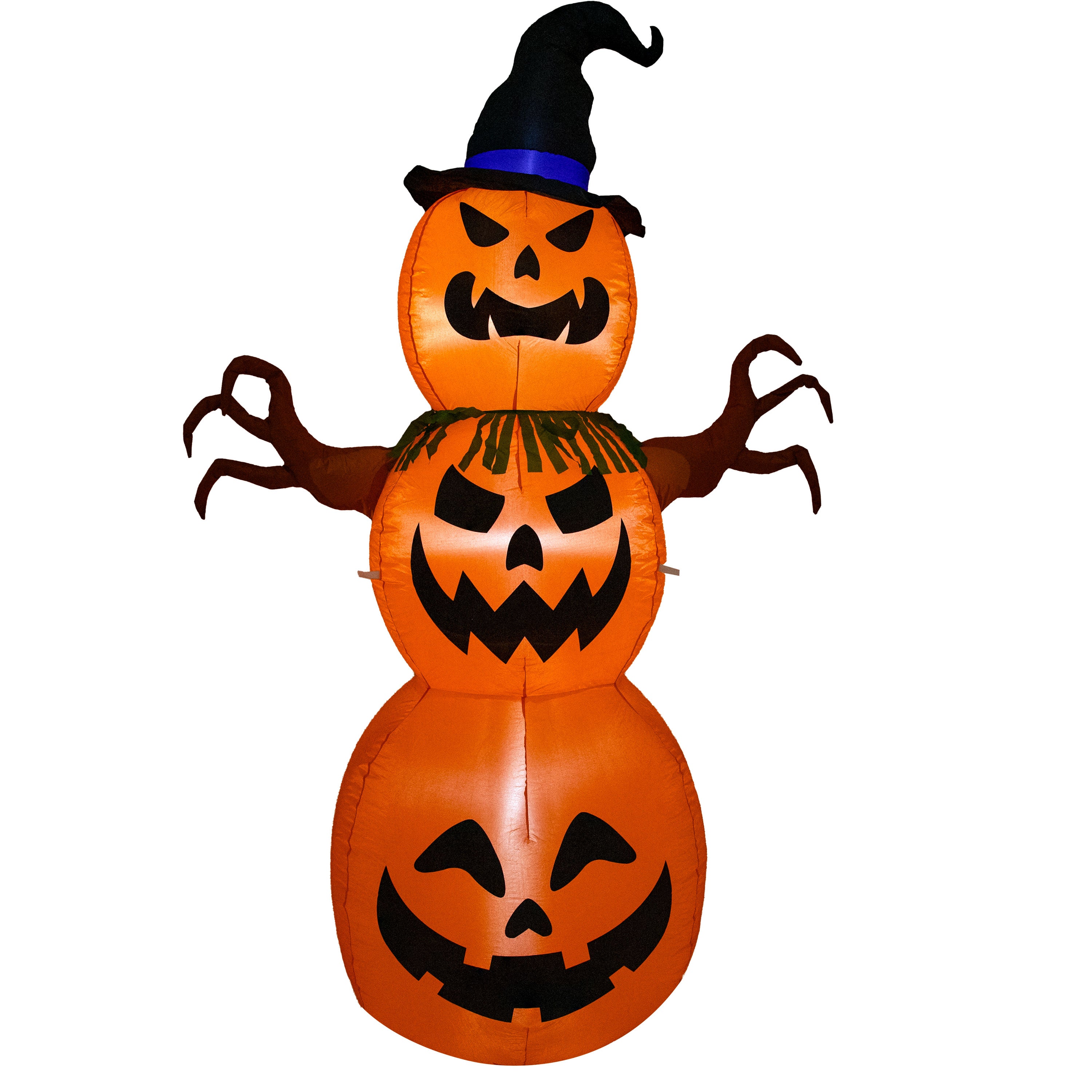 7ft Jack O Lantern Scarecrow Pumpkin Inflatable Halloween Decoration - Outdoor Yard & Garden Decor for Spooky Party, Haunted House & Fall Festival