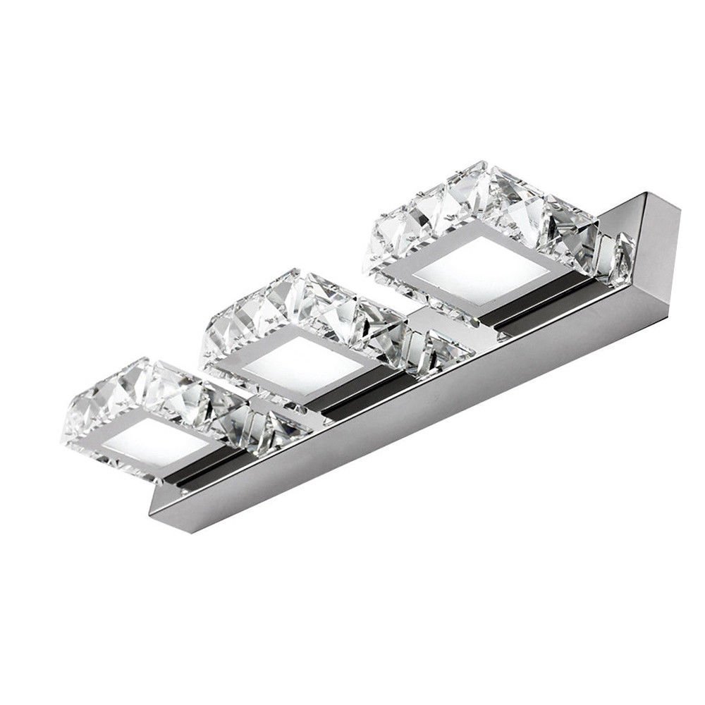 Modern Bathroom Lighting - LED Crystal Wall Sconces for Vanity Mirror, 3-Light Makeup Fixture in Cool White (9W) - Fast US Shipping | Perfect for Bathroom Renovation, Spa-Style Decor & Luxury Home Lighting