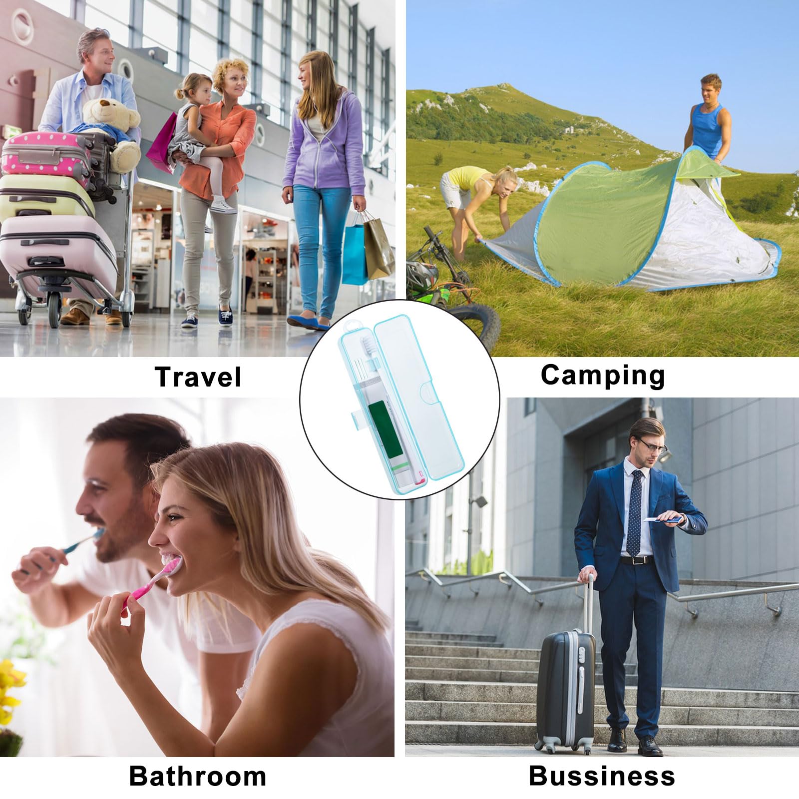 Yeeco 2 Pack Clear Bluetooth Toothbrush Travel Case - Portable Waterproof Holder for Travel Size Toothbrushes (7.87 x 1.85 x 1.18 inches) - Perfect for Camping, Gym & Air Travel Accessories