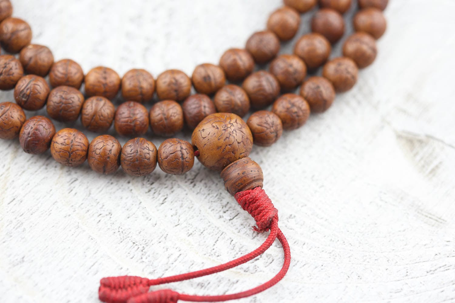 Authentic Antique Bodhi Mala Prayer Beads - 108 Natural Seeds for Meditation, Yoga & Spiritual Practice - Buddhist & Hindu Prayer Necklace for Mindfulness & Stress Relief