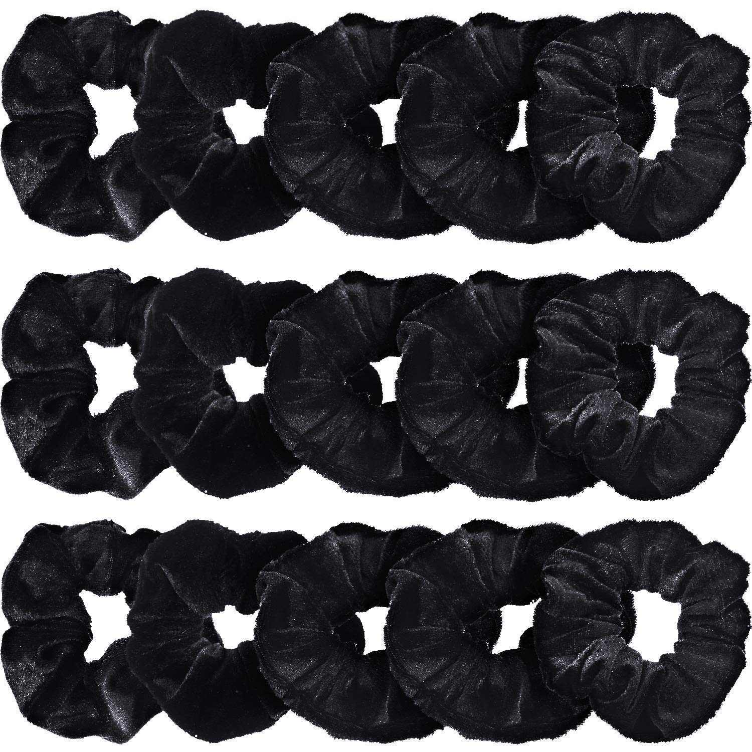 Fameza 24-Pack Black Velvet Scrunchies - Soft Hair Ties & Ponytail Holders for Women & Girls - Perfect for School, Work, Gym & Everyday Hair Accessories