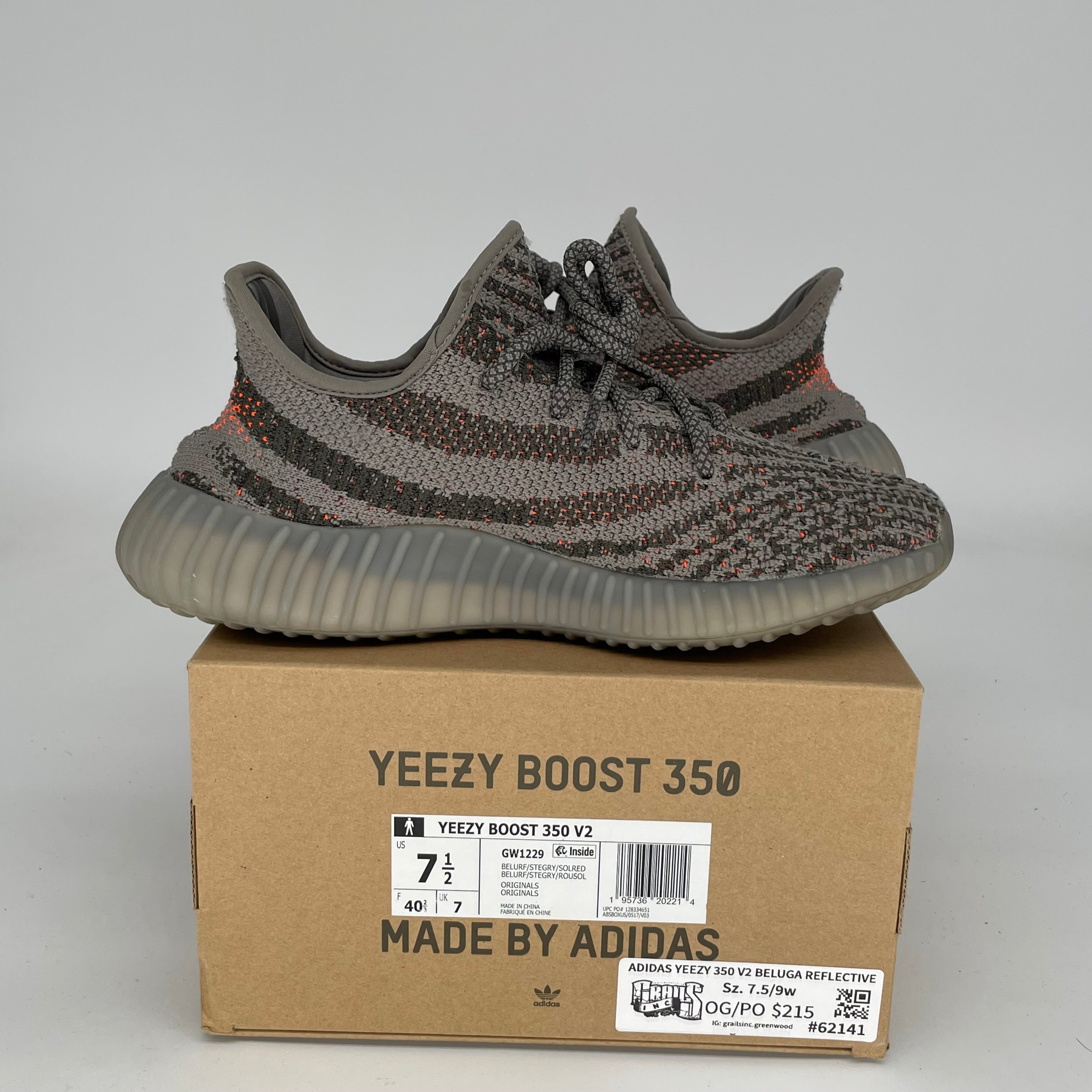 Adidas Yeezy Boost 350 V2 Beluga Reflective Sneakers - Men's Size 7.5 (GW1229) | Limited Edition Running Shoes for Streetwear & Casual Outfits
