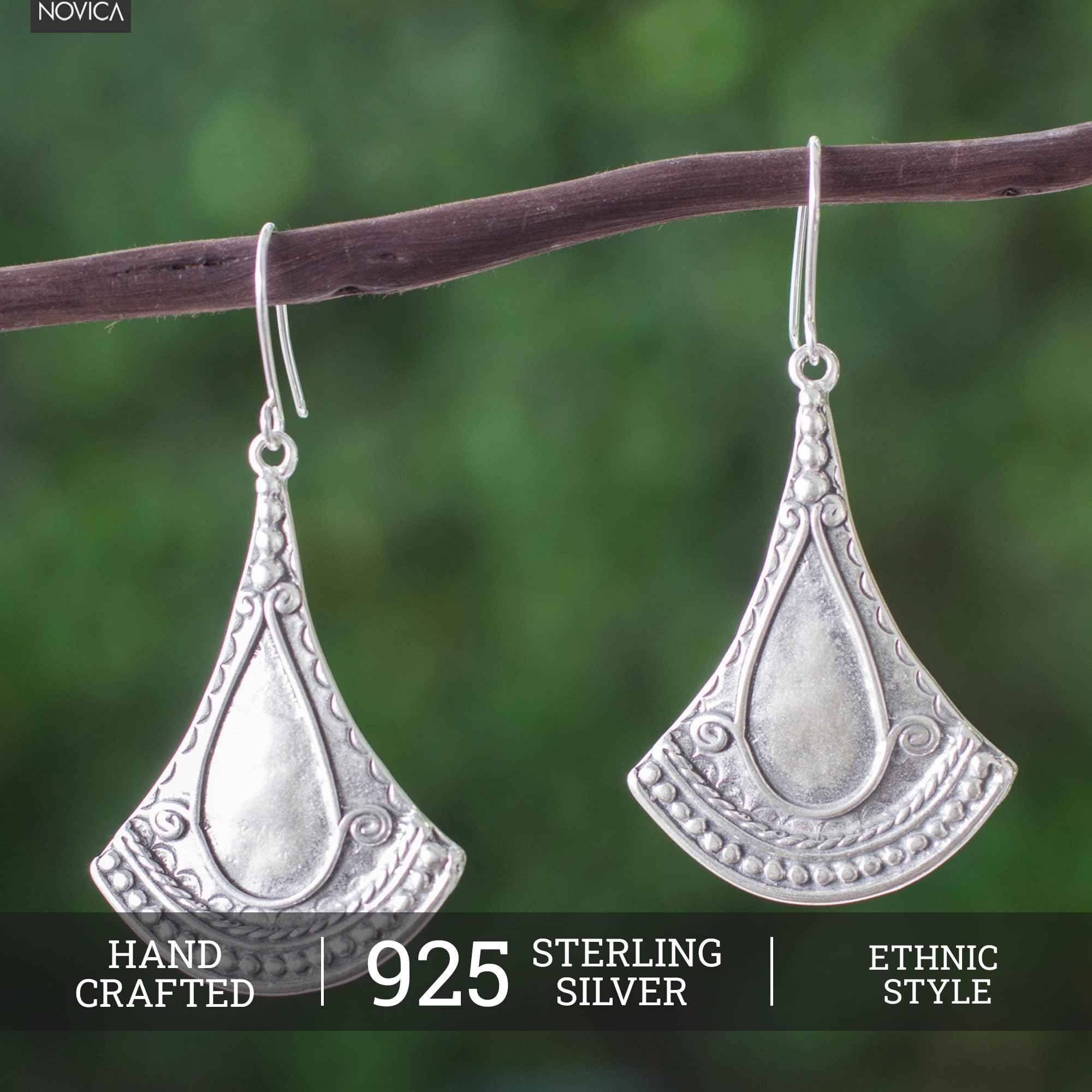 Handmade Sterling Silver Dangle Earrings - Hypoallergenic French Hook Earrings with Fan Design | Nickel-Free Mexican Artisan Jewelry | Perfect for Parties, Weddings & Special Occasions