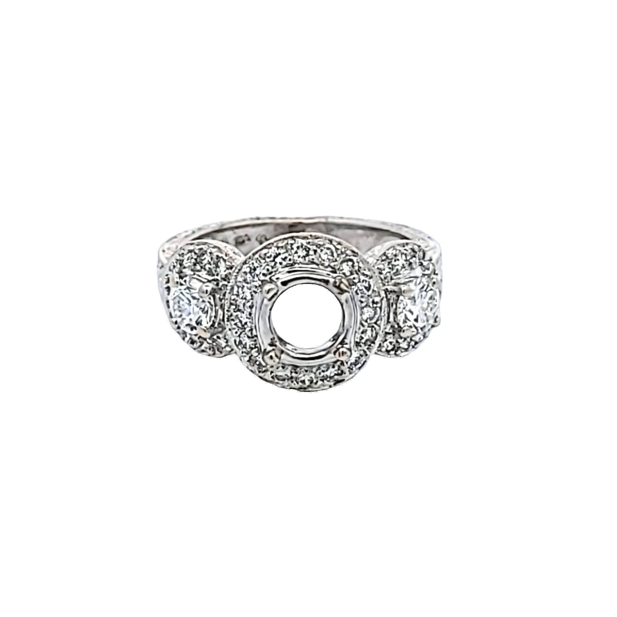 0.74 Carat Round Brilliant Diamond Platinum Semi Mount Ring - Elegant Engagement & Wedding Band for Women - Perfect for Proposals, Anniversaries & Special Occasions