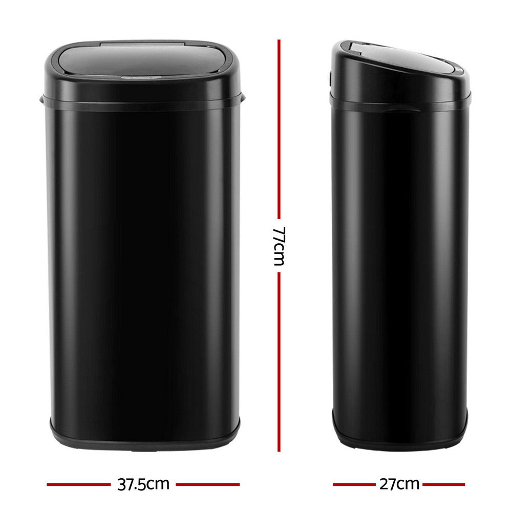 Devanti 68L Automatic Motion Sensor Trash Can with Lid - Hands-Free Touchless Kitchen Waste Bin, Black - Perfect for Home, Office, or Bathroom Use
