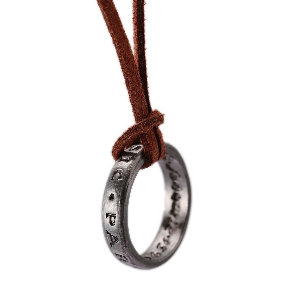 Uncharted 4 Nathan Drake Ring Pendant Necklace for Men - Adjustable Leather Cord, Handmade Video Game Jewelry - Perfect for Cosplay, Gifts & Gaming Enthusiasts