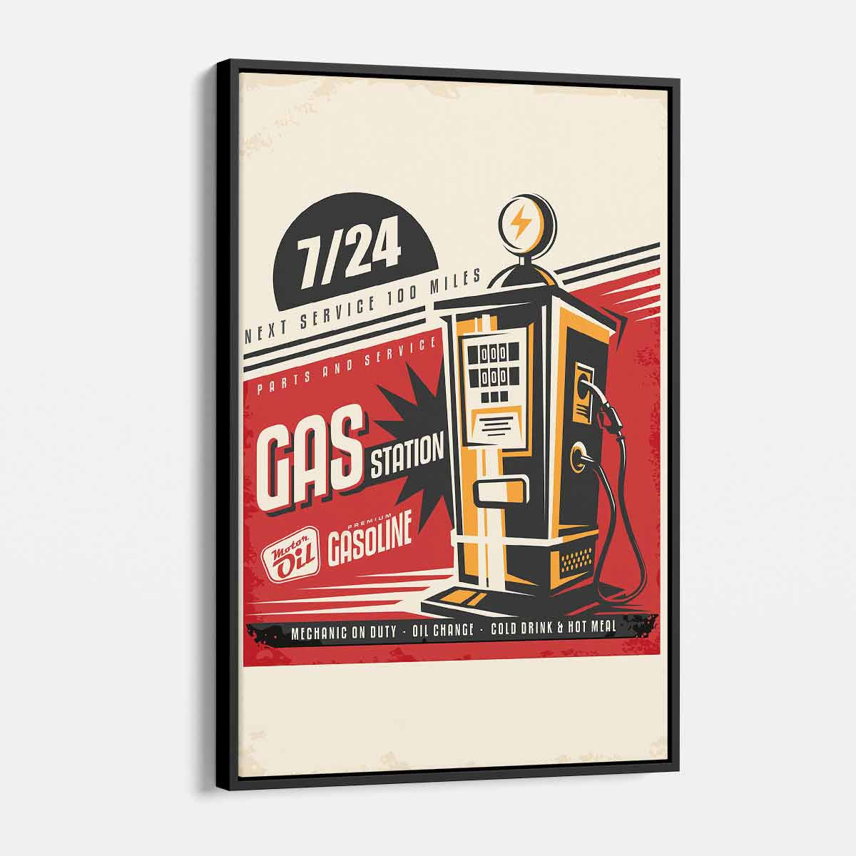 Vintage Red Retro Gas Pump Poster - Wall Art Canvas Print for Home & Office Decor - Perfect for Man Cave, Garage, or Automotive Enthusiast Gifts