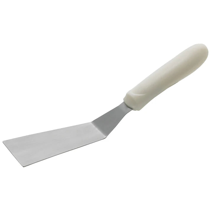 Winco 4.25 x 2 Inch Offset Turner Spatula with White Handle - TWP-50 - Perfect for Flipping Pancakes, Burgers & Eggs in Professional & Home Kitchens