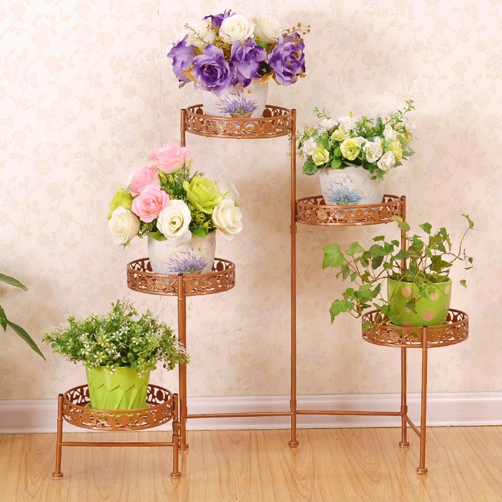 Metal Multi-Tier Flower Stand - Iron Ladder Shelf for Indoor & Outdoor Plants - Balcony, Living Room, Garden Decor (Metallic Finish) - Perfect for Small Spaces & Vertical Gardening