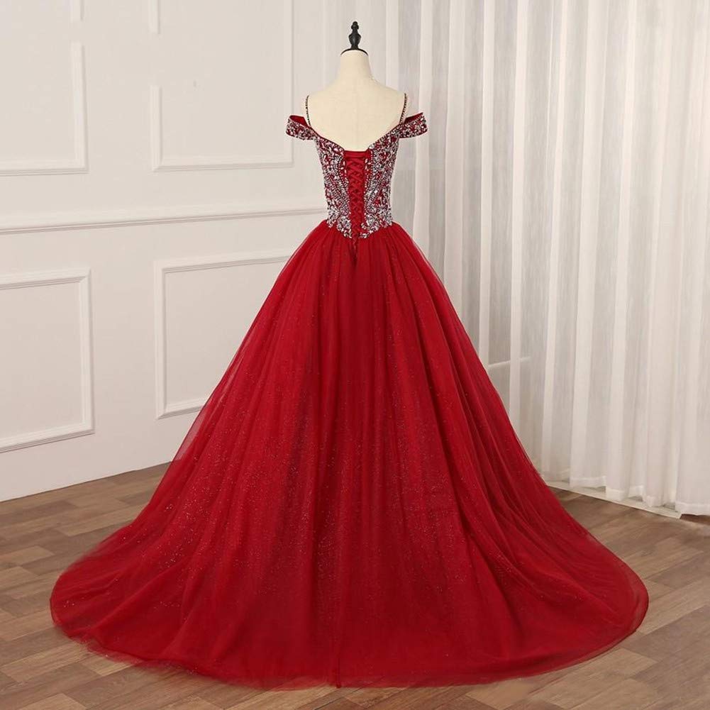 Emanni Women's Puffy Crystal Quinceanera Dress Ball Gown - Sweet 16 Prom Dress Off Shoulder Formal Gown in Lime Green for Quinceañera, Debutante, Homecoming & Special Occasions