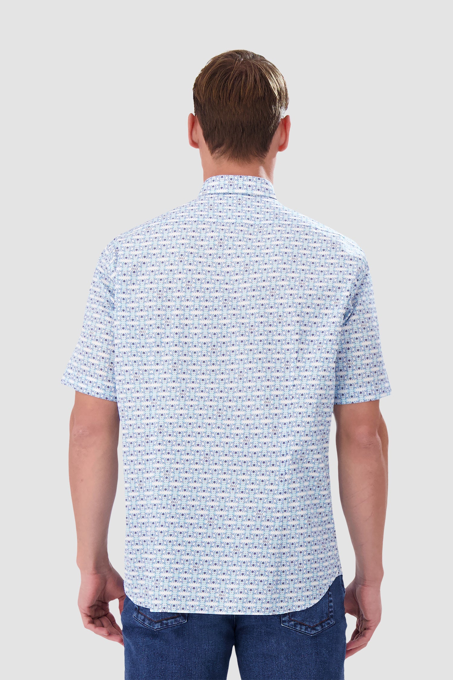 Zilli Blue & White Short Sleeve Casual Shirt for Men | Breathable Cotton Summer Tops | Perfect for Office, Date Night & Outdoor Activities