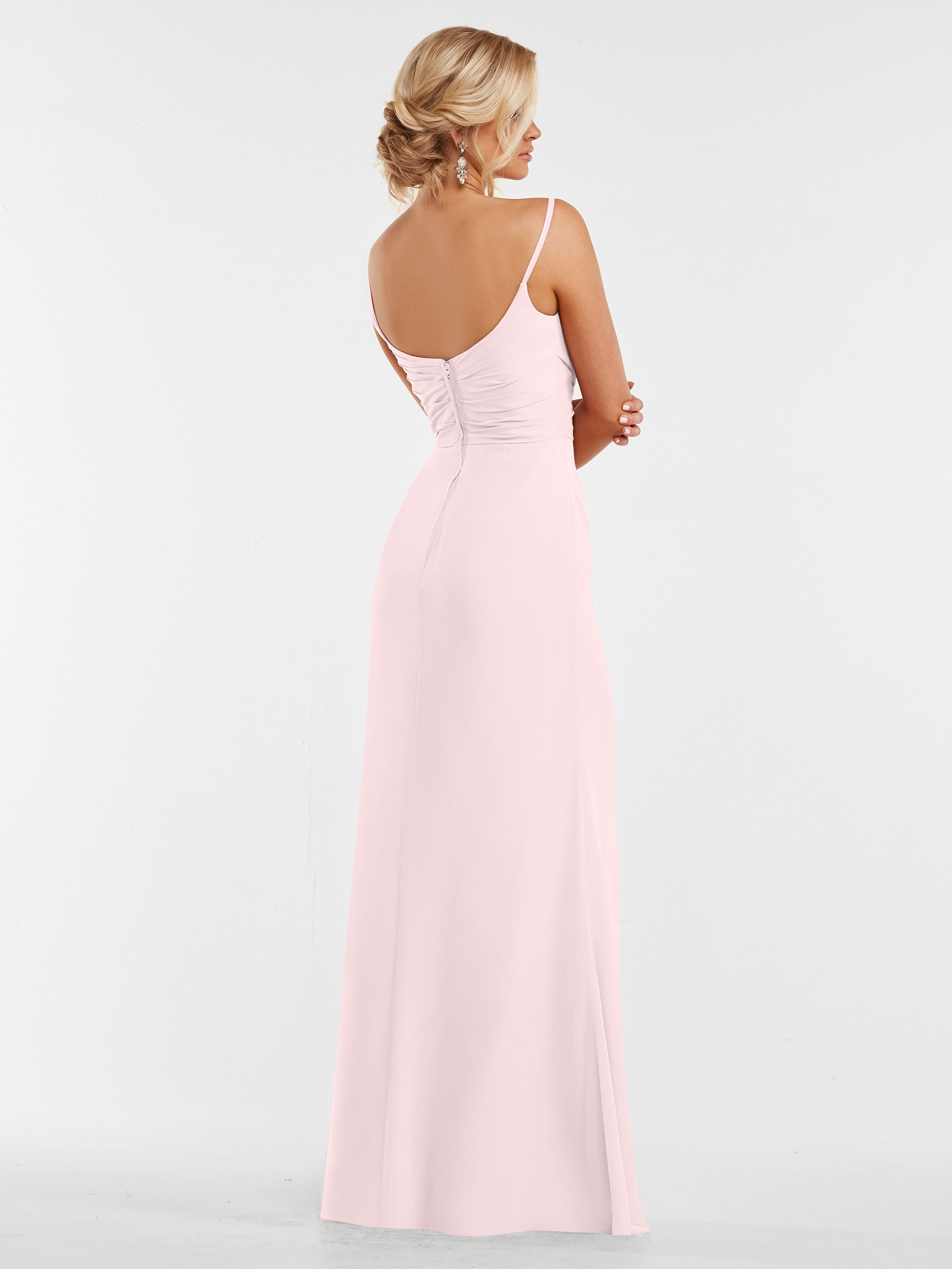 Elegant 80169 Chiffon Sheath Bridesmaid Dress with Pleated Bodice - Perfect for Weddings, Formal Events & Special Occasions