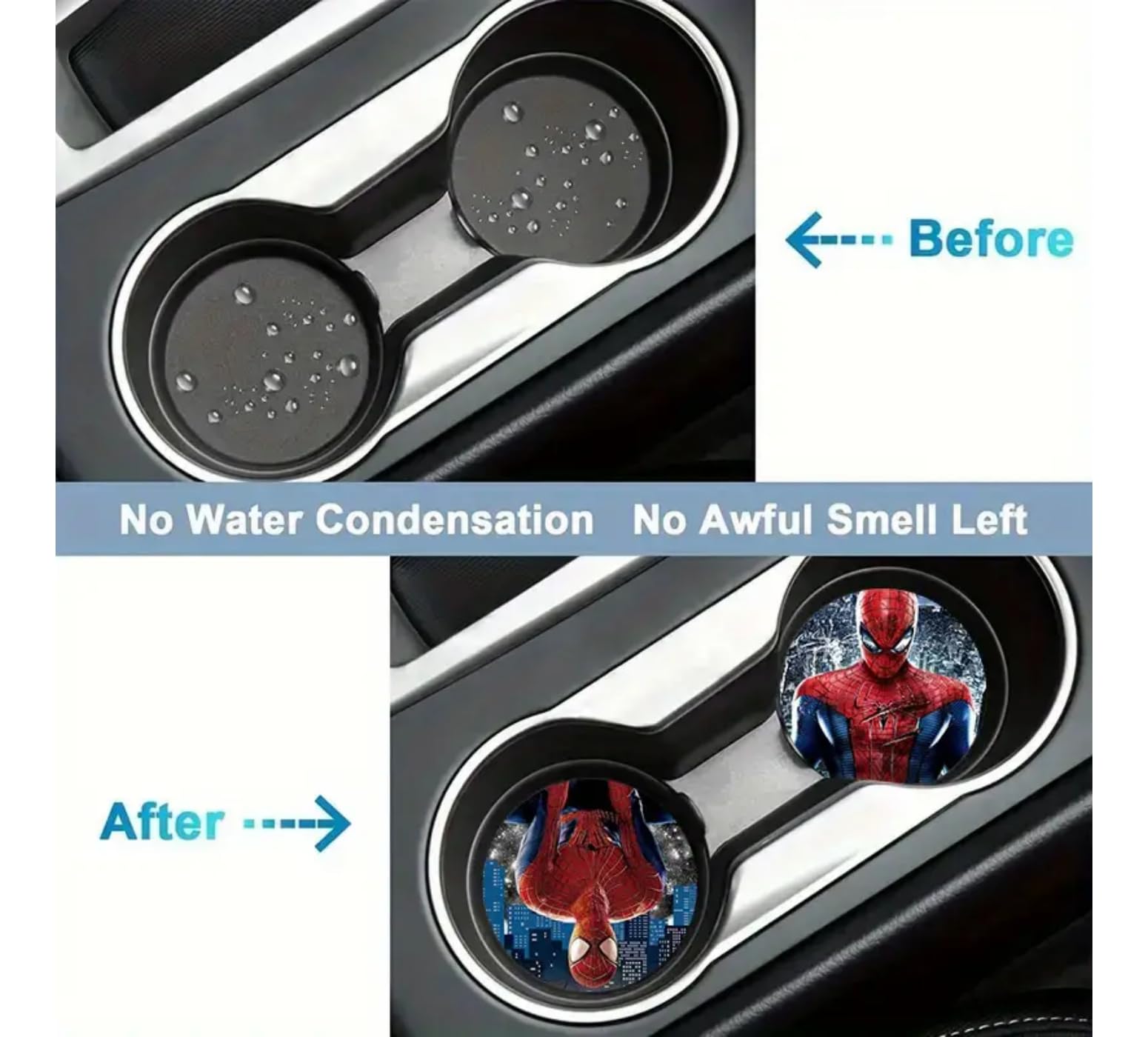 2PCS Cartoon Car Cup Holder Coasters - Universal Anti-Slip Insert Coasters for Auto Accessories - Cute Car Interior Decor for Men & Women - Perfect for Coffee, Drinks, and Road Trips