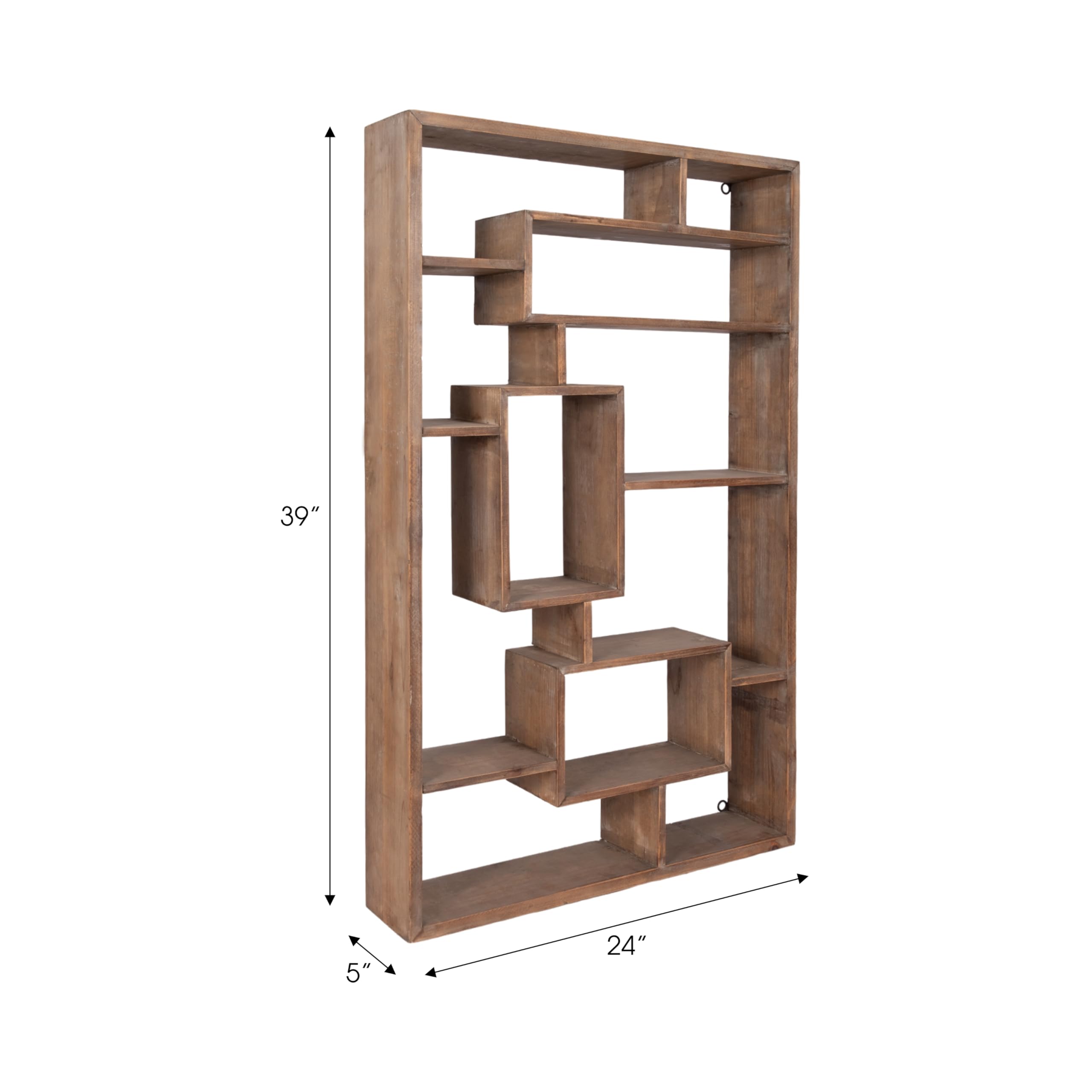 Sagebrook Home Wooden Geometric Wall Shelf - Modern Floating Shelves for Living Room, Bedroom, Bathroom - Handmade Rustic Decor for Home & Office Organization