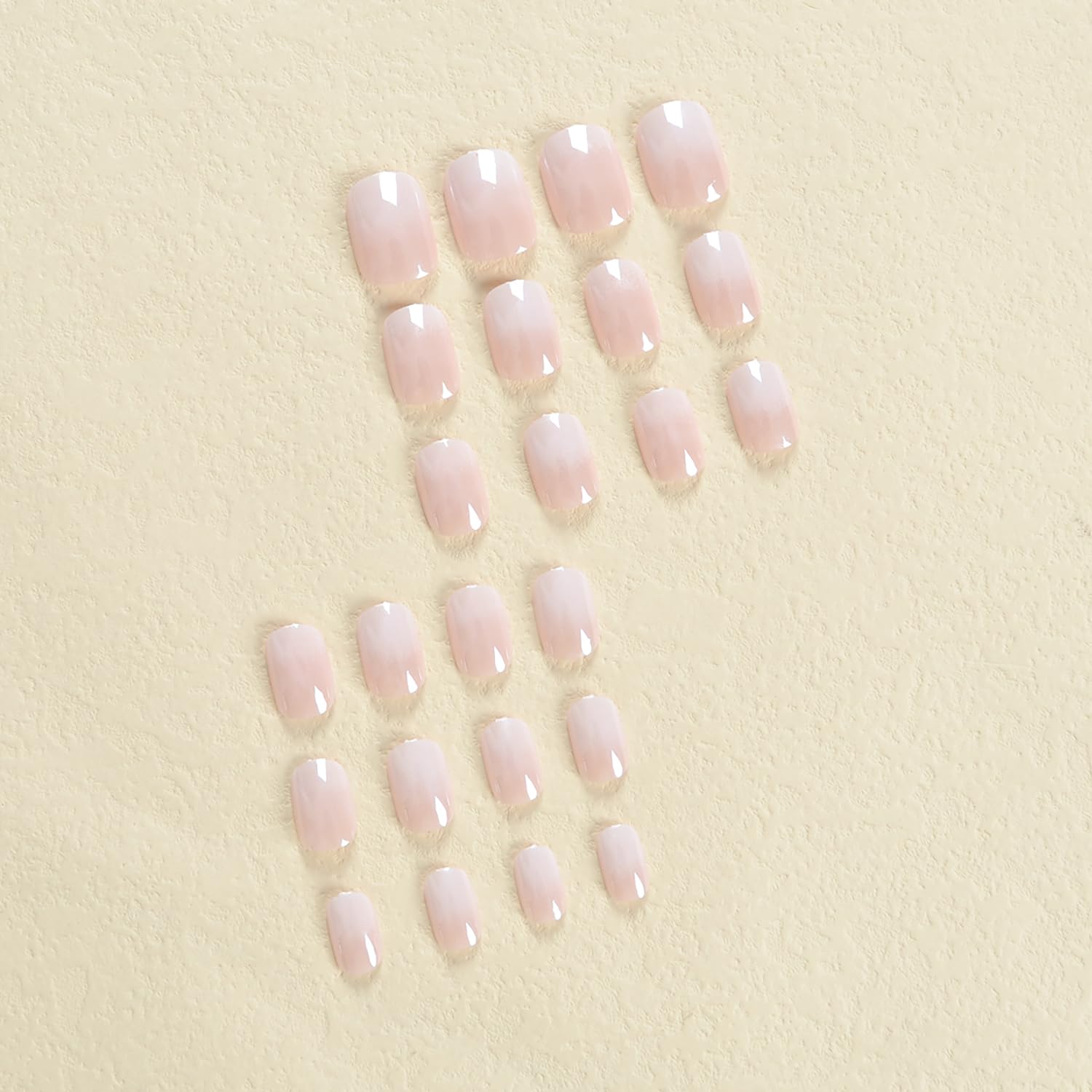 24Pcs Short Square Press On Nails - Pink White Gradient Glitter Acrylic Fake Nails with Full Cover Glue | Easy DIY Manicure for Women | Perfect for Parties, Weddings & Everyday Wear