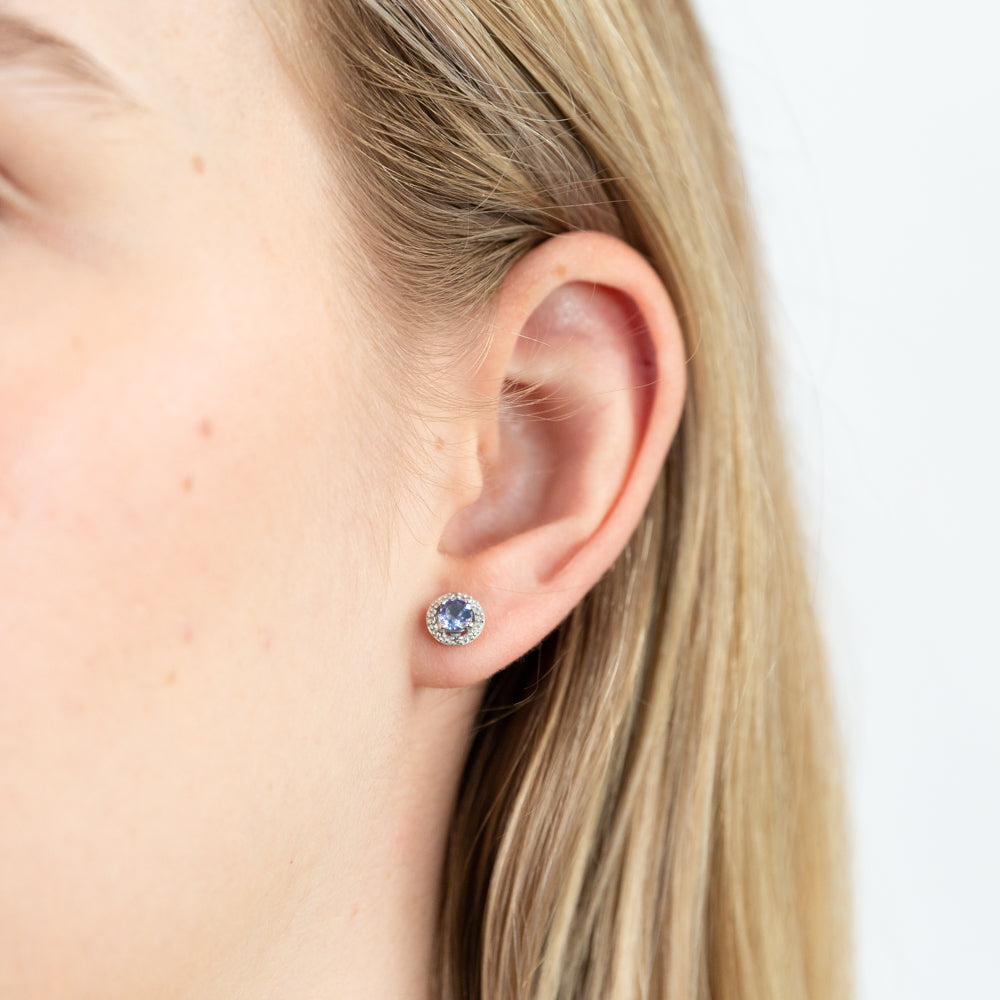 9ct White Gold 1/2ct Tanzanite and Diamond Stud Earrings for Women - Elegant Blue Gemstone Jewelry Gift for Anniversary, Birthday & Special Occasions