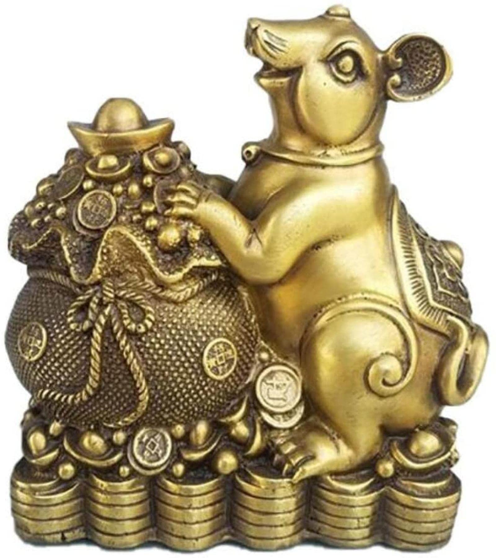 Samtiny Pure Copper Zodiac Statue - Feng Shui Mouse Coin Cornucopia Home Decor for Wealth & Prosperity | Perfect for Office Desk, Living Room Display & Gift Giving