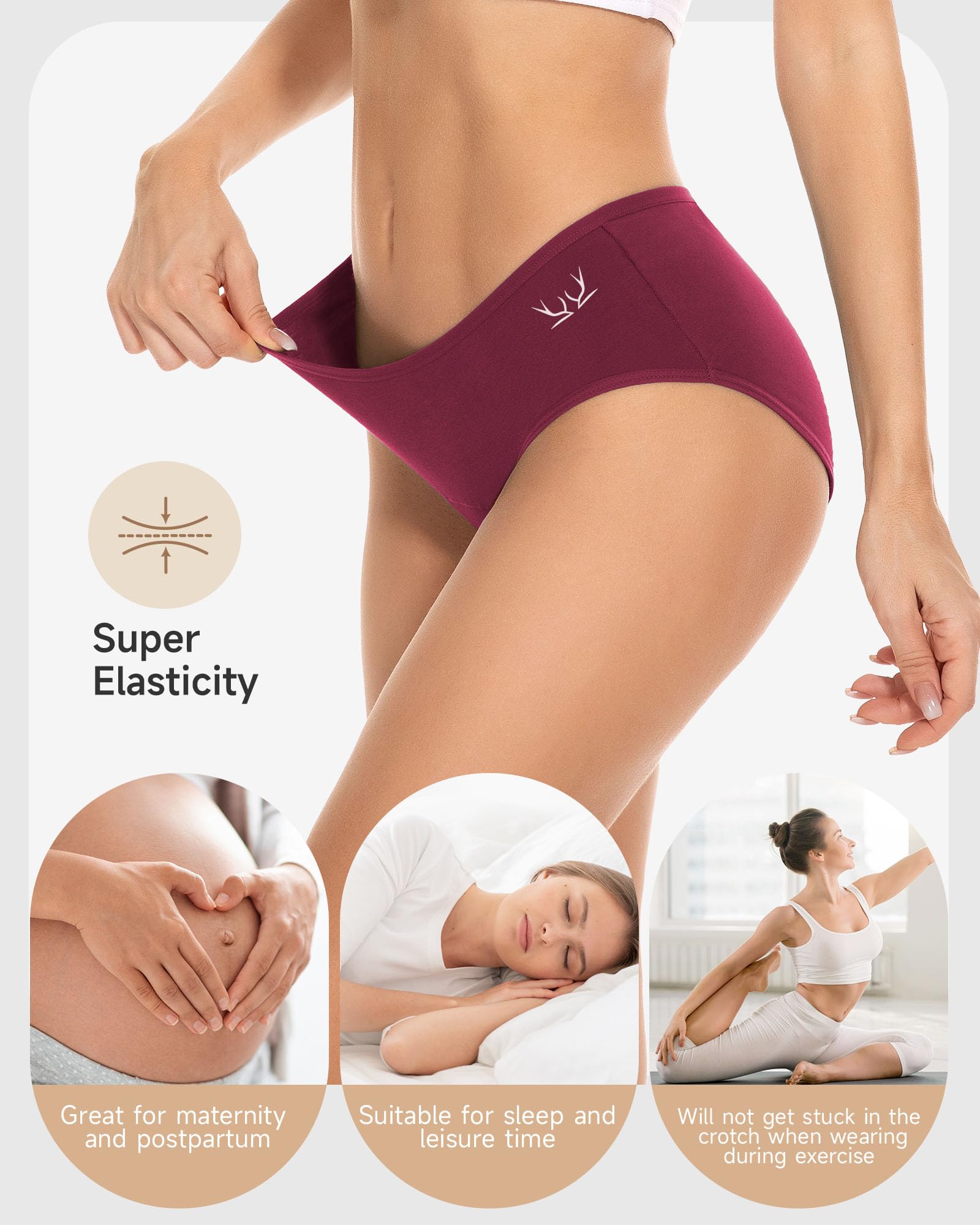 PULIOU Women's Cotton Hipster Panties - Low Waist Stretch Seamless Underwear - 6 Pack Breathable Briefs for Everyday Comfort & Lounge Wear