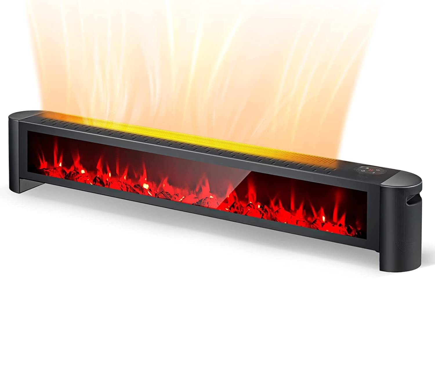 Tangkula 1400W Electric Baseboard Heater with Remote Control - 6 Adjustable 3D Flame Effects, Built-in Thermostat & Timer - Overheat & Waterproof Protection (IPX4) - Perfect for Bedroom, Living Room & Office Heating