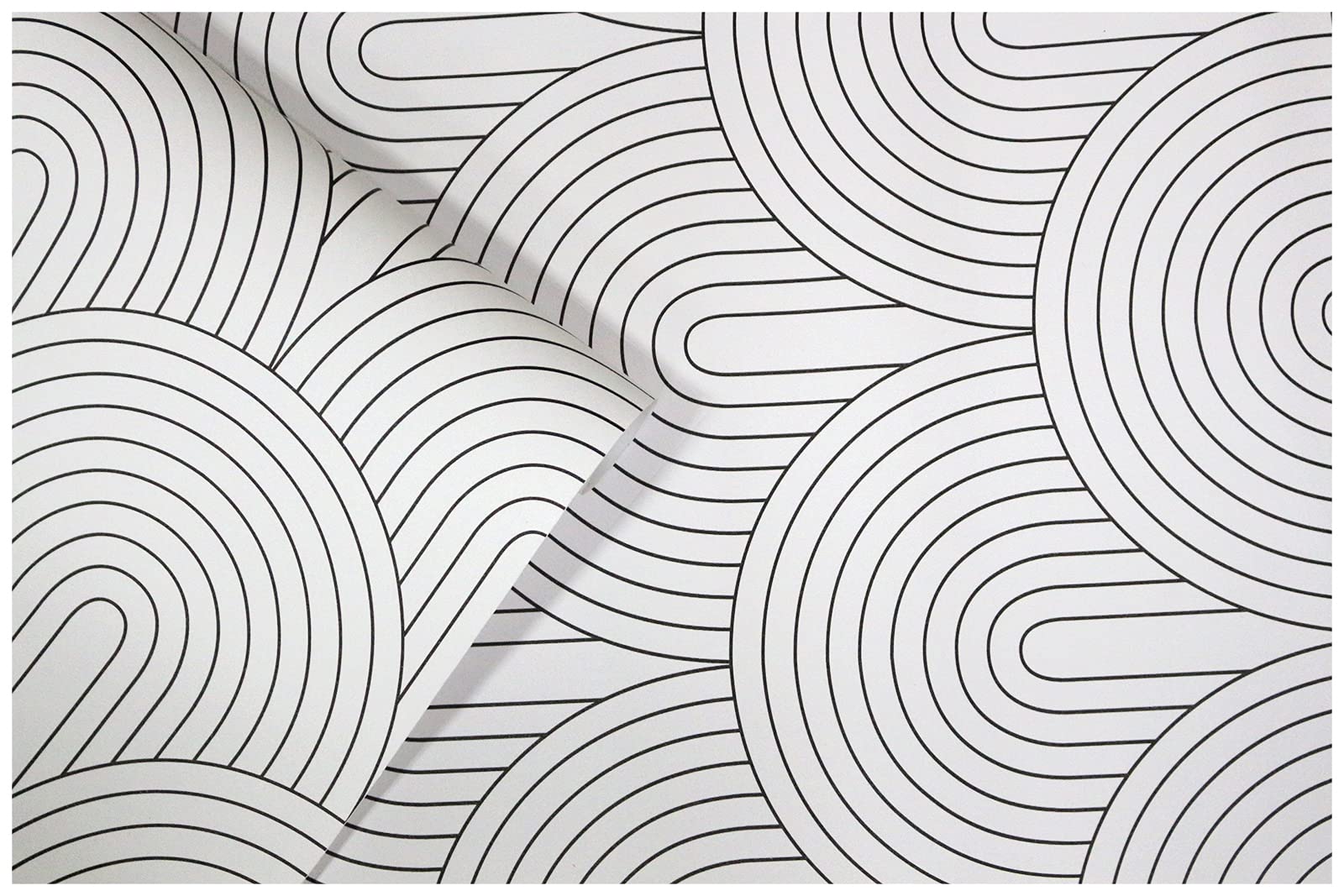 HAOKHOME Peel and Stick Wallpaper - Abstract Rainbow Black & White Removable Self-Adhesive Contact Paper - 17.7in x 32.8ft - Perfect for Home, Bathroom, Bedroom, Kitchen & Office Decor