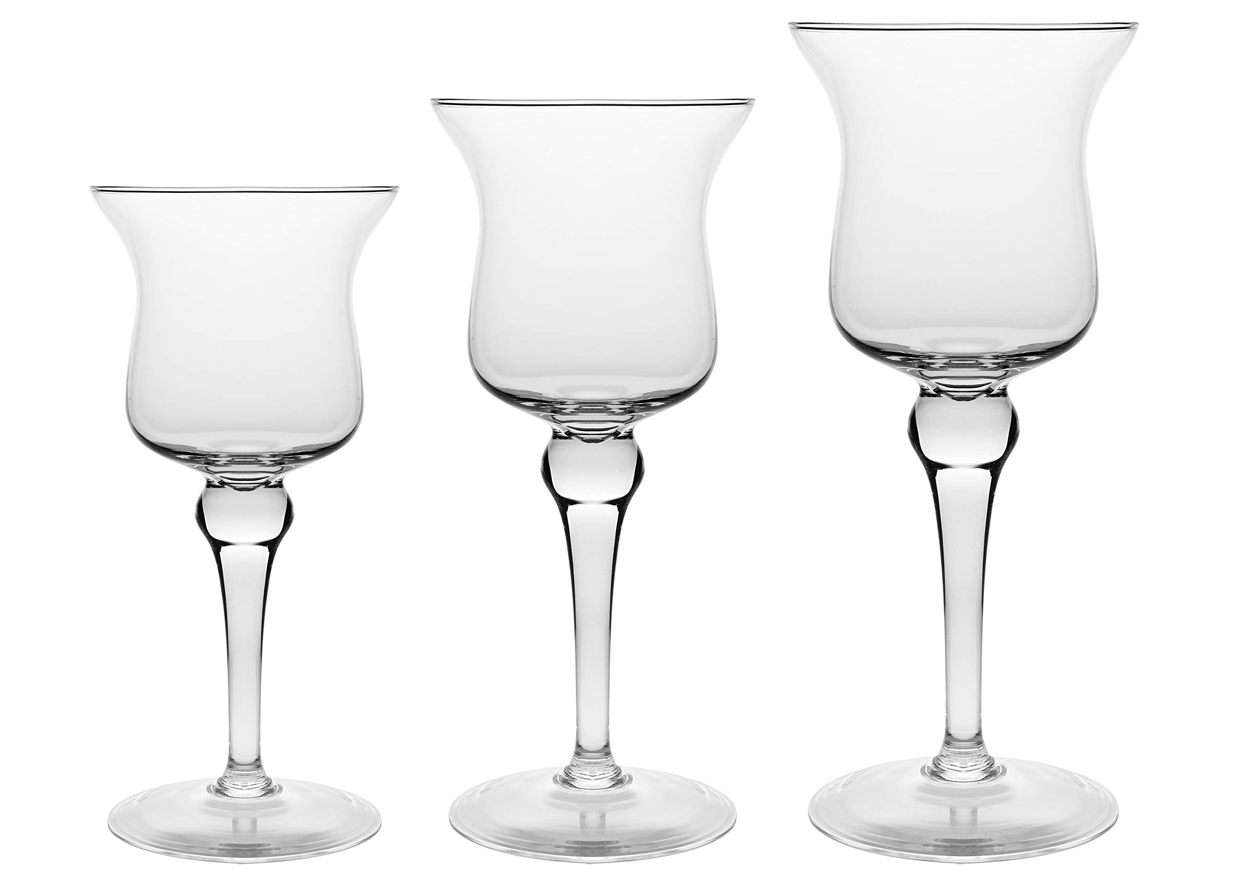 Barski Hand Blown Glass Pillar Candle Holders Set of 3 - 11.5
