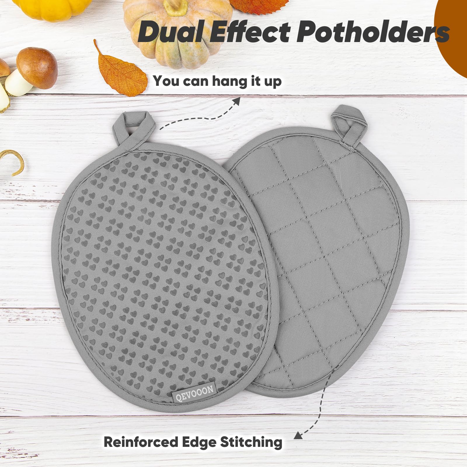 Heat Resistant Oven Mitts and Pot Holders Set of 4 - 500℉ Protection with Non-Slip Silicone Surface - Kitchen Essentials for Cooking, Baking, BBQ & Grilling - Perfect for Holiday Baking, Camping & Outdoor Cooking (Grey)