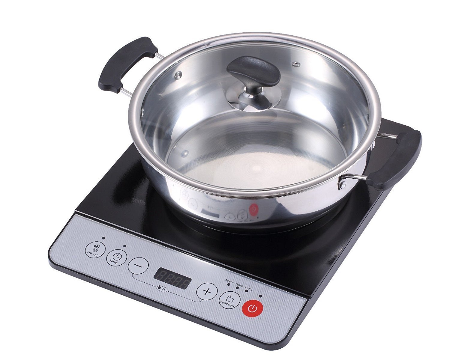Professional Portable Induction Cooktop with Stainless Steel Pot - 1500W Fast Heating, Energy Efficient, Touch Control - Perfect for Home Kitchen, Dorm, RV & Outdoor Cooking