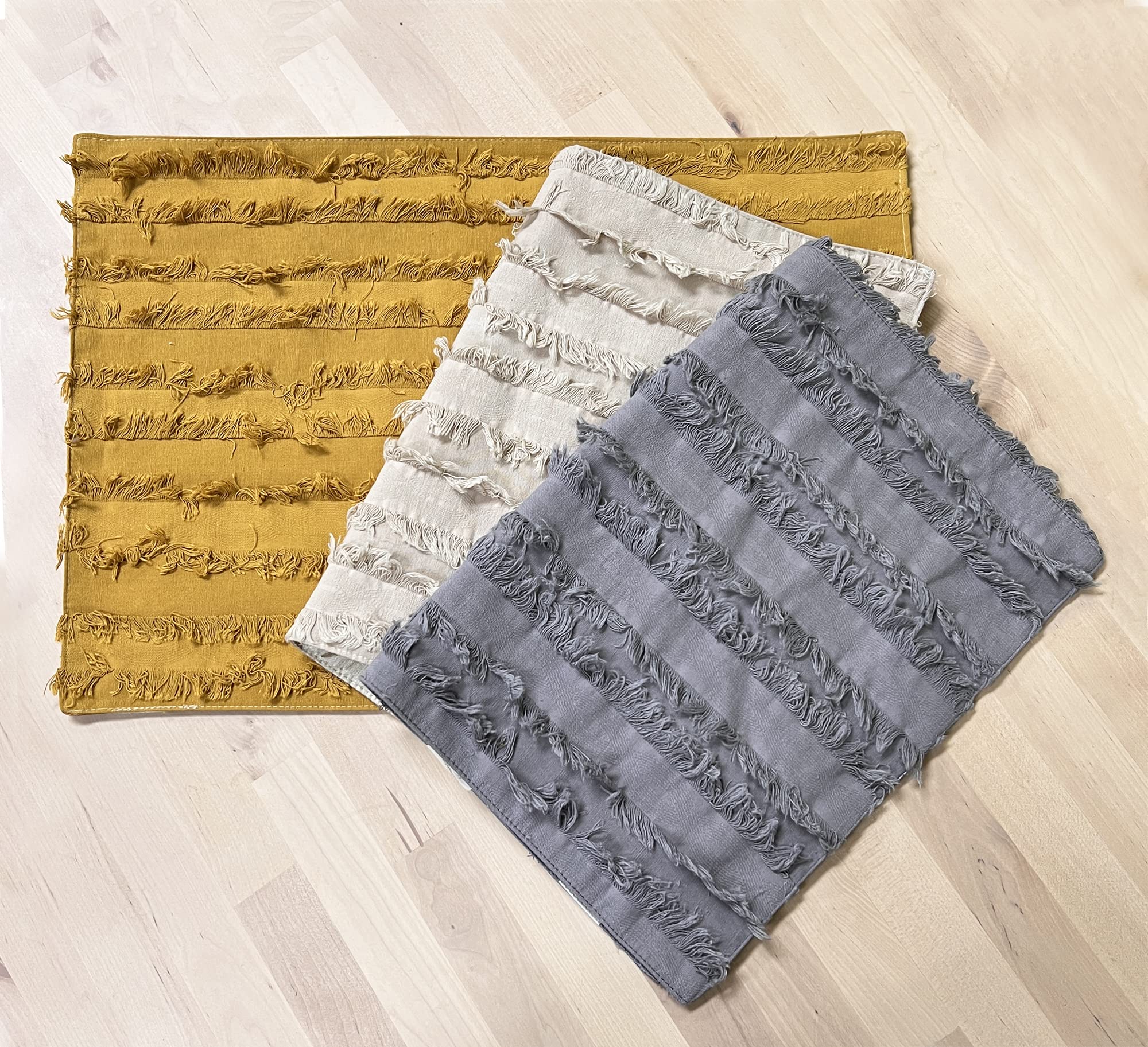 Modern Fringe Stripe Cotton Table Placemats 13