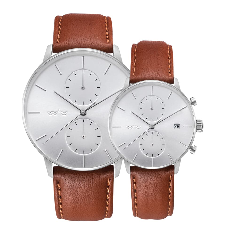 ARIES GOLD VENTURER G 1033 & L 1034 Stainless Steel Chronograph Couple Watch Set - Perfect for Anniversary Gifts & Matching Couple Fashion