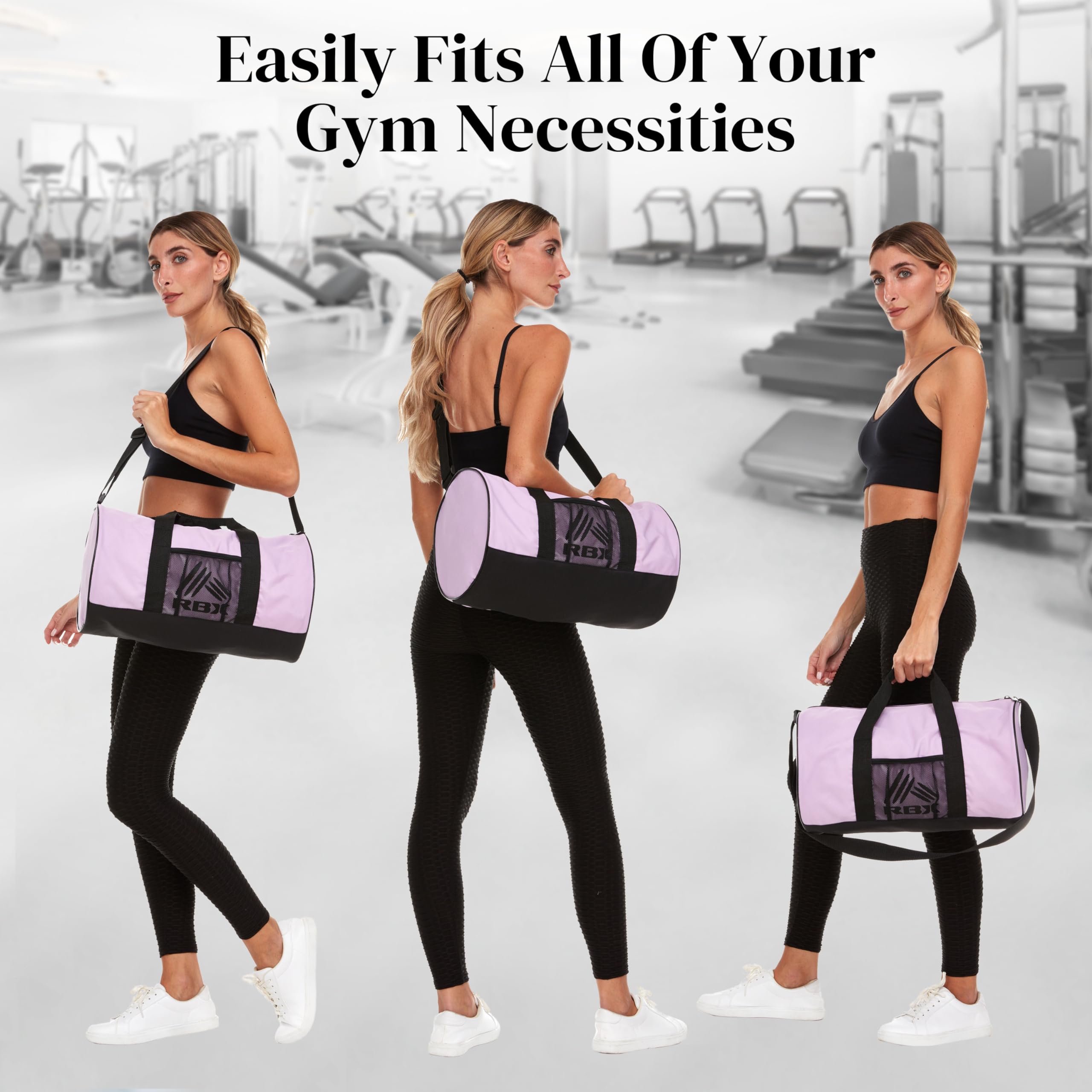 RBX Men's & Women's Small Duffle Gym Bag - Lightweight Travel Sports Duffel for Camping, Weekend Trips, Carry-On & Overnight Stay - Perfect for Workouts, Yoga, Beach & Air Travel with Adjustable Shoulder Strap