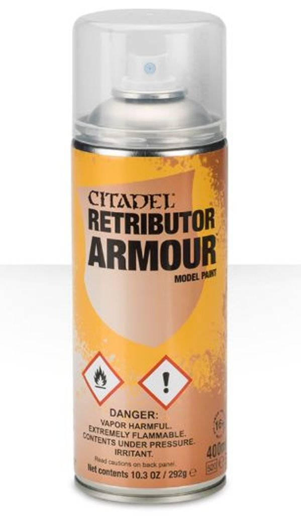 Games Workshop Retributor Armor Spray - Premium Metallic Gold Paint for Miniatures, Models, and Warhammer 40K Tabletop Gaming
