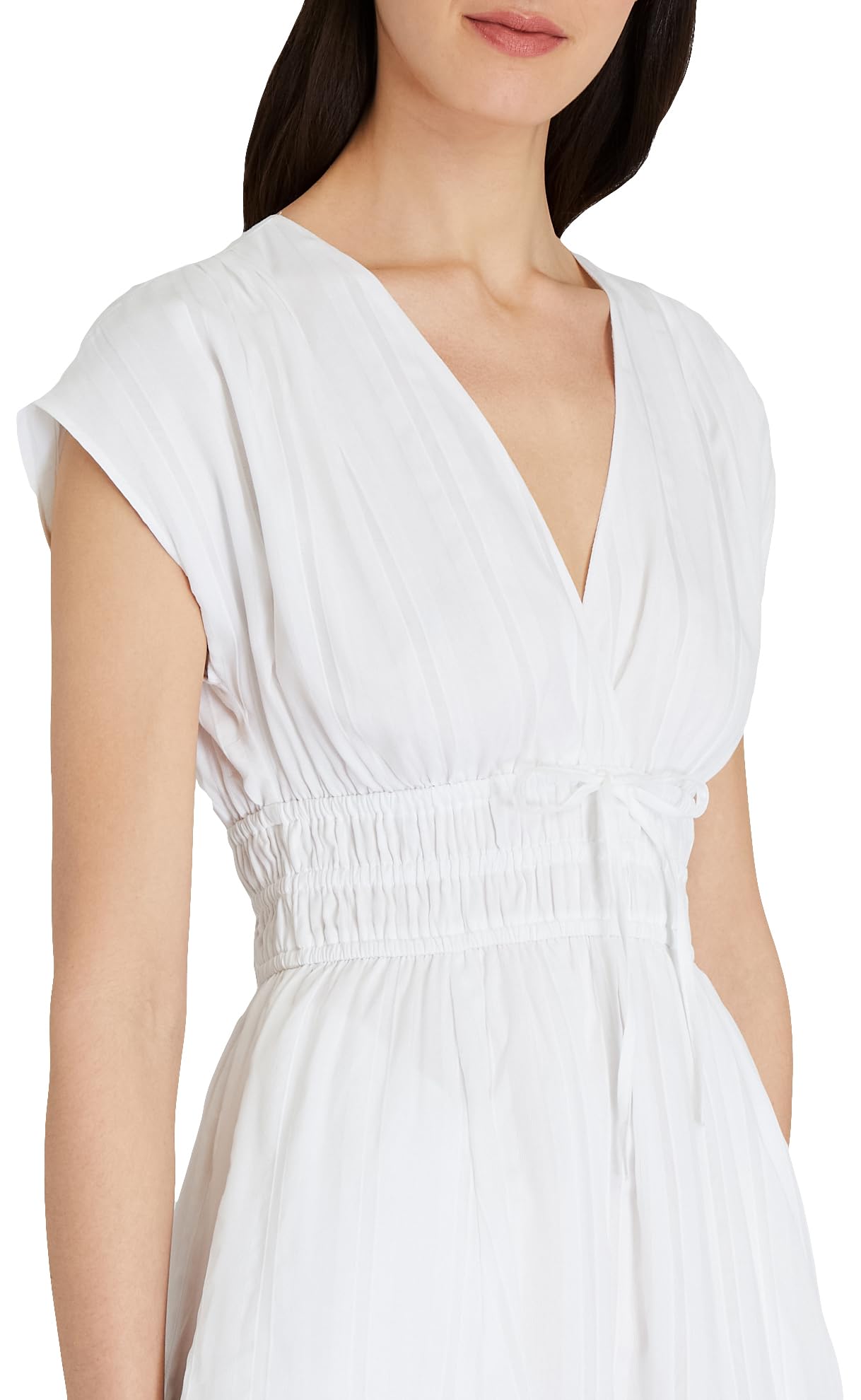 Club Monaco Women's Tie Front Flutter Sleeve Midi Dress - Elegant Summer Casual & Office Wear - Perfect for Brunch, Weddings & Date Nights