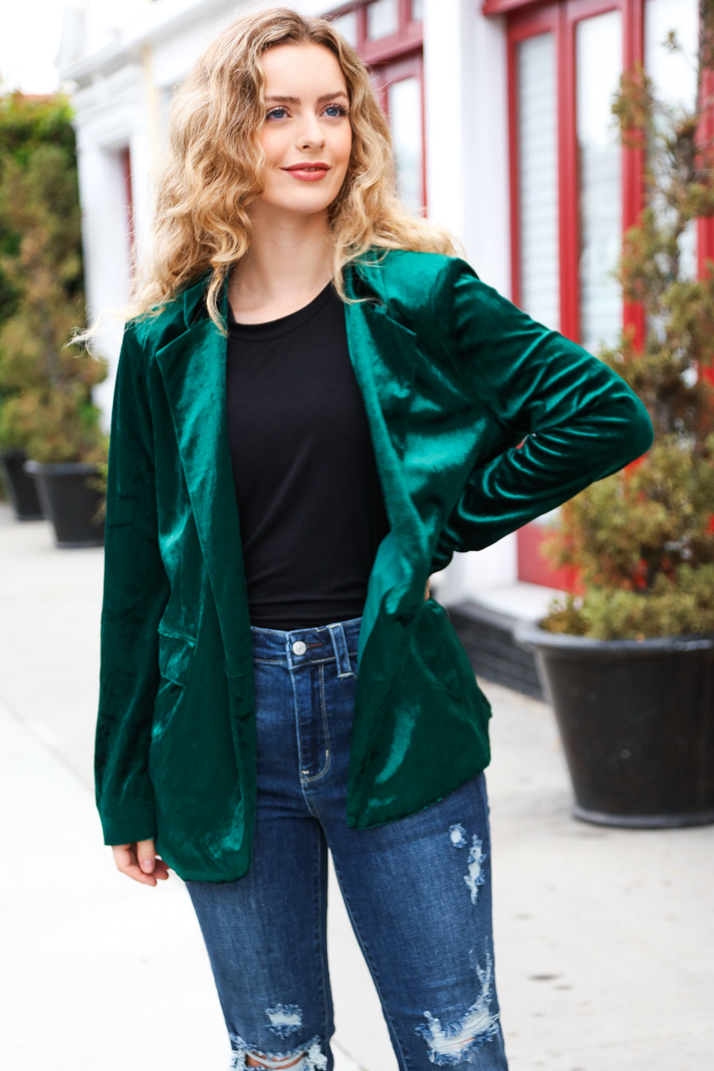 Elegant Hunter Green Velvet Blazer for Women - Formal & Evening Wear - Perfect for Weddings, Parties & Office Events