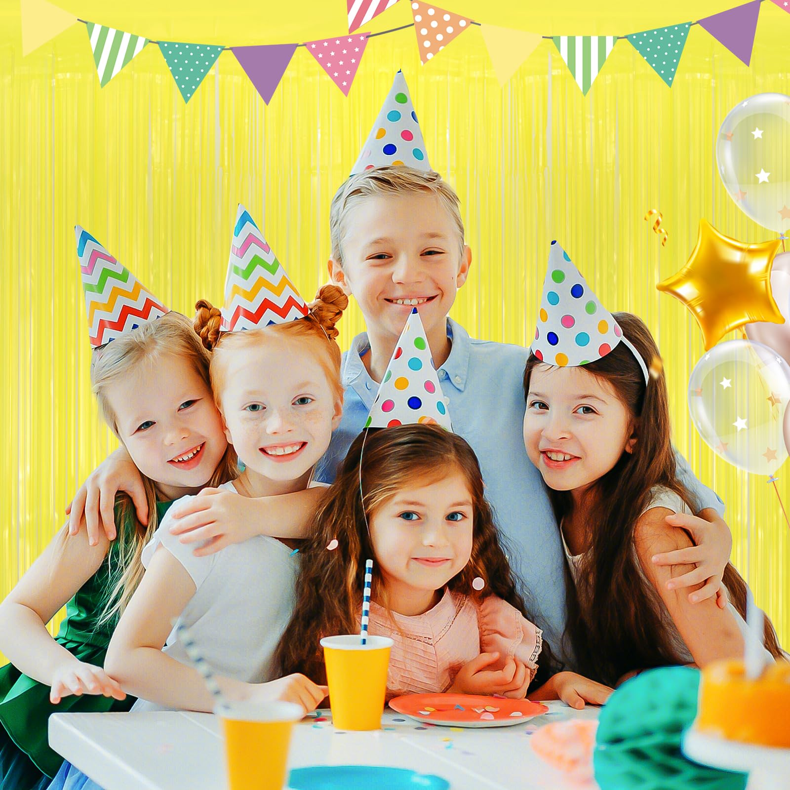 2 Pack Gold Metallic Tinsel Foil Fringe Curtains - 3.3x8.3ft Shiny Party Streamers for Birthday, Christmas, New Year Decorations | Perfect for Doorways, Photo Backdrops & Event Decor