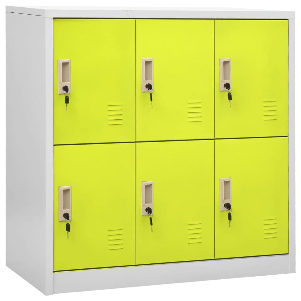Multipurpose Floor Cabinet - Free Standing Storage Organizer for Living Room, Kitchen, Hallway & Entryway | Light Gray & Green Steel Locker Cabinet 35.4