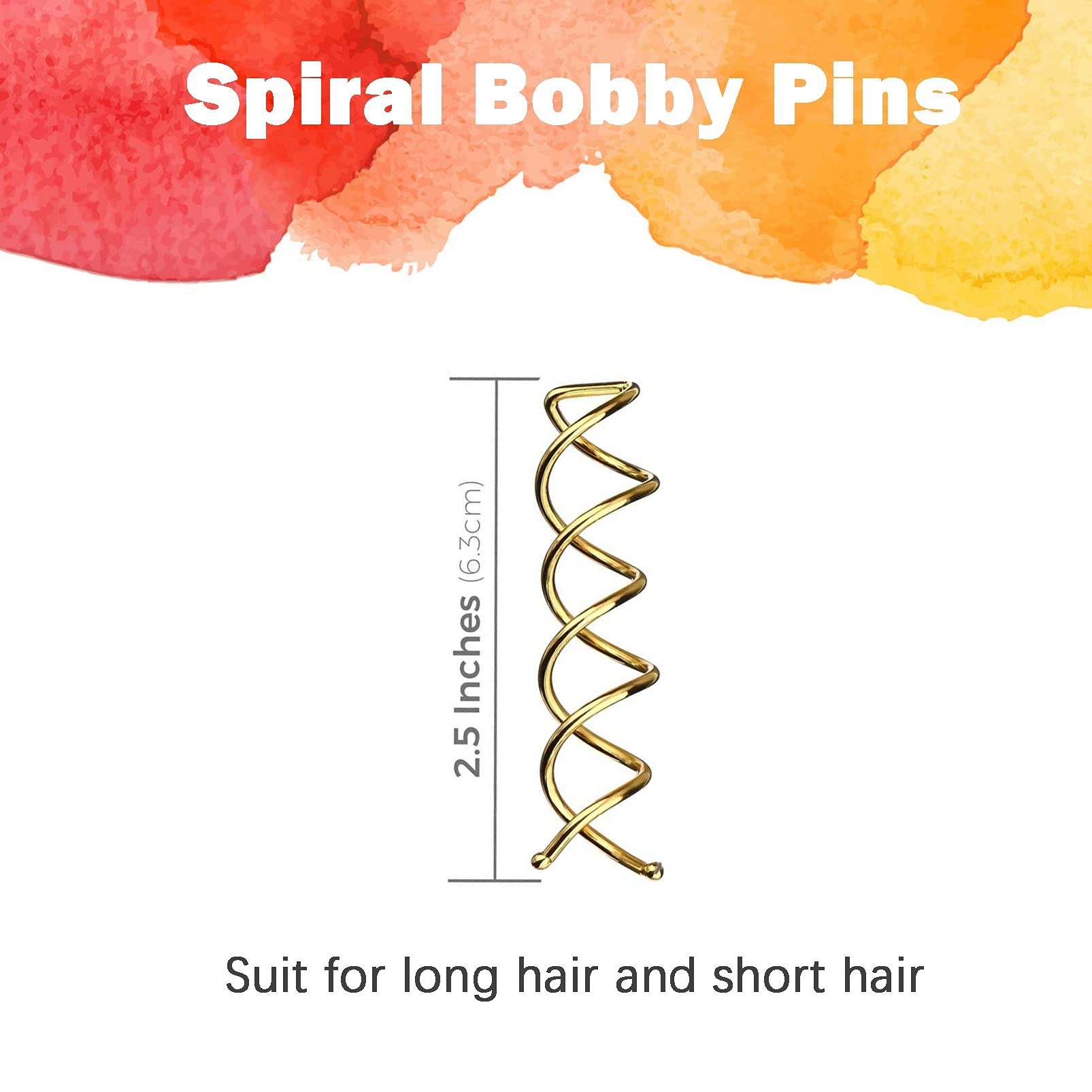 12 Pack Spiral Hair Pins for Buns - Twist Hair Grips with Round Tips for Women & Girls (Black, Gold, Rose Gold) | DIY Hair Styling, Updos & Ponytail Holders