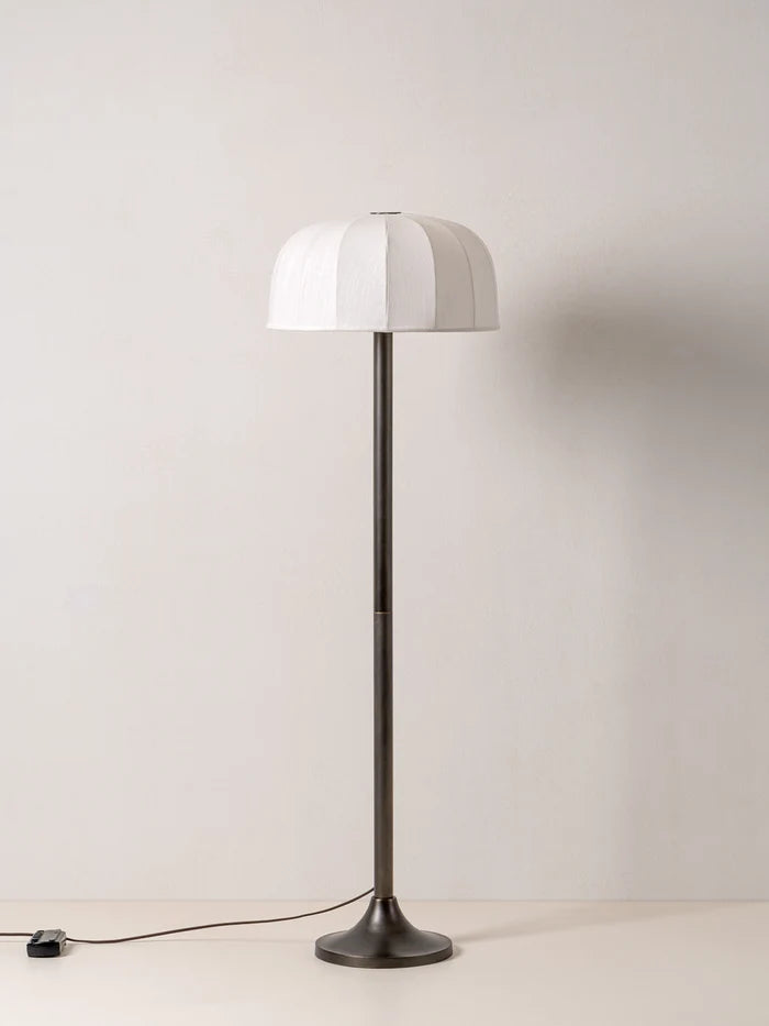 Ottino Bronze and Linen Floor Lamp - Modern Industrial Style Lighting for Living Room, Bedroom, or Office Decor