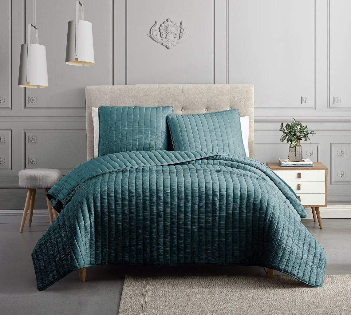 Riverbrook Home Exclusive Coverlet Quilt Set - Queen Size, Moonstone Teal, 3-Piece Bedding Set for Cozy Bedroom Decor & Guest Room Styling