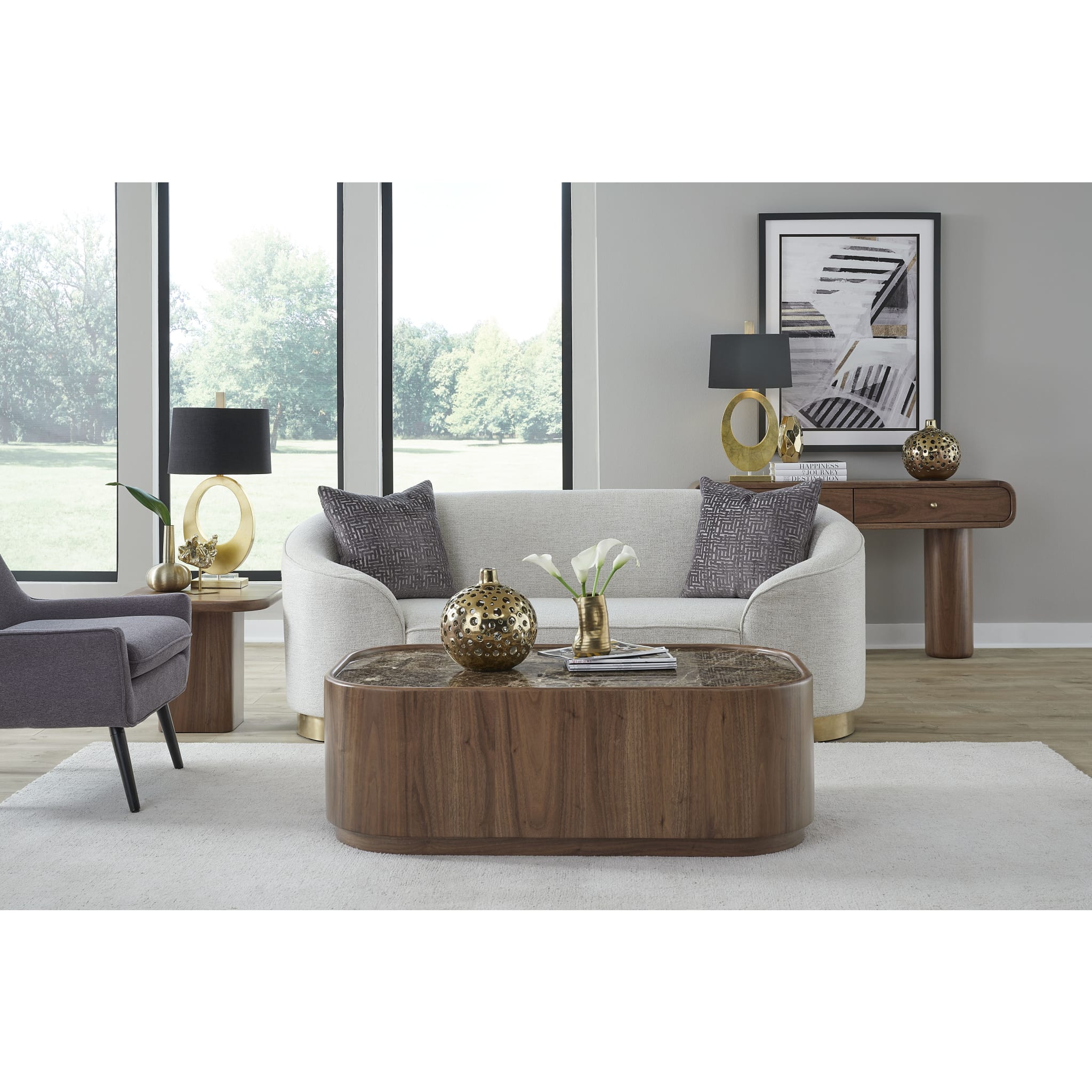 Juba Walnut End Table in Mongoose - Solid Wood Side Table for Living Room, Bedroom & Office - Modern Nightstand with Storage Shelf
