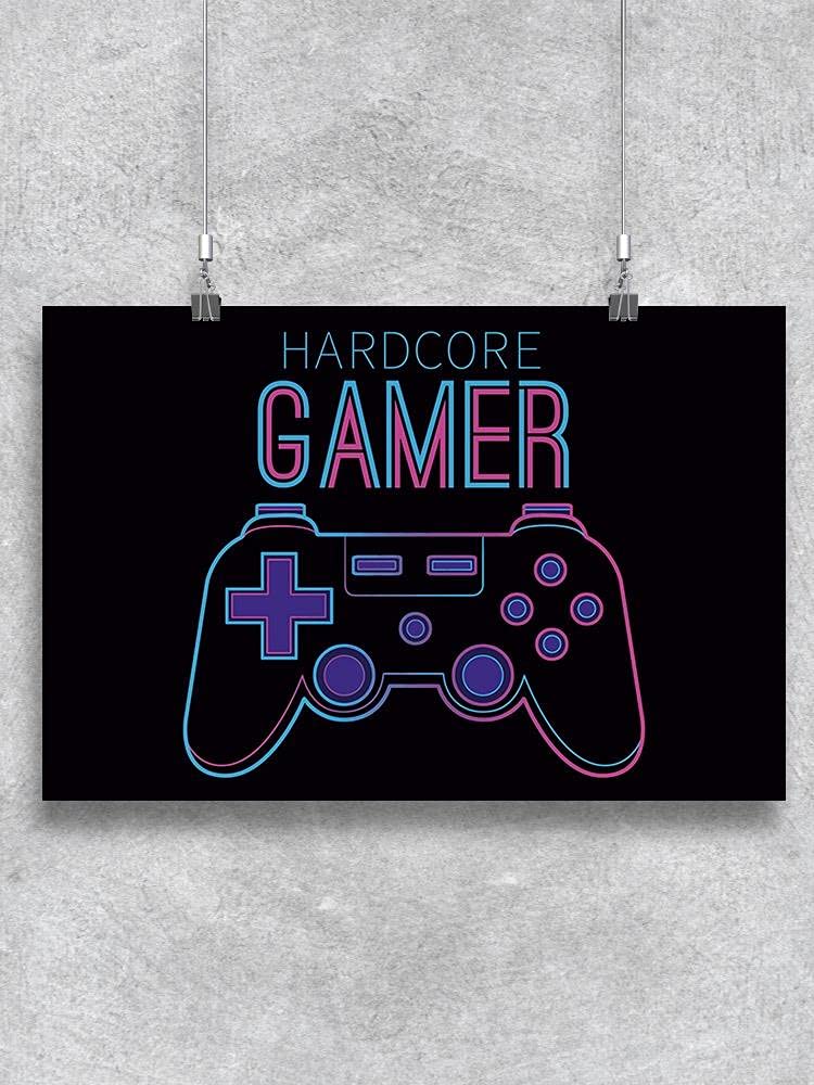 Premium Gamer Controller Hardcore Poster - Durable Gaming Wall Art for PC & Console Setup - Perfect for Bedroom, Game Room & Office Decor
