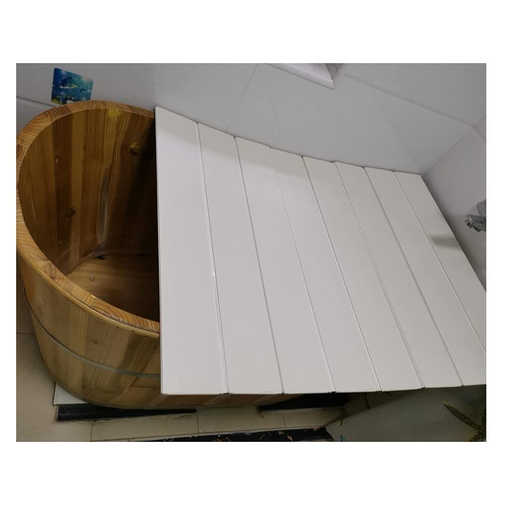 White PVC Shutter Bath Lid - 0.6cm Thick Folding Bathtub Cover for Insulation & Dust Protection - 150x75cm (59x30 inches) - Perfect as Wine Glass Tray or Tablet Storage Organizer for Bathroom, Kitchen & Home Use